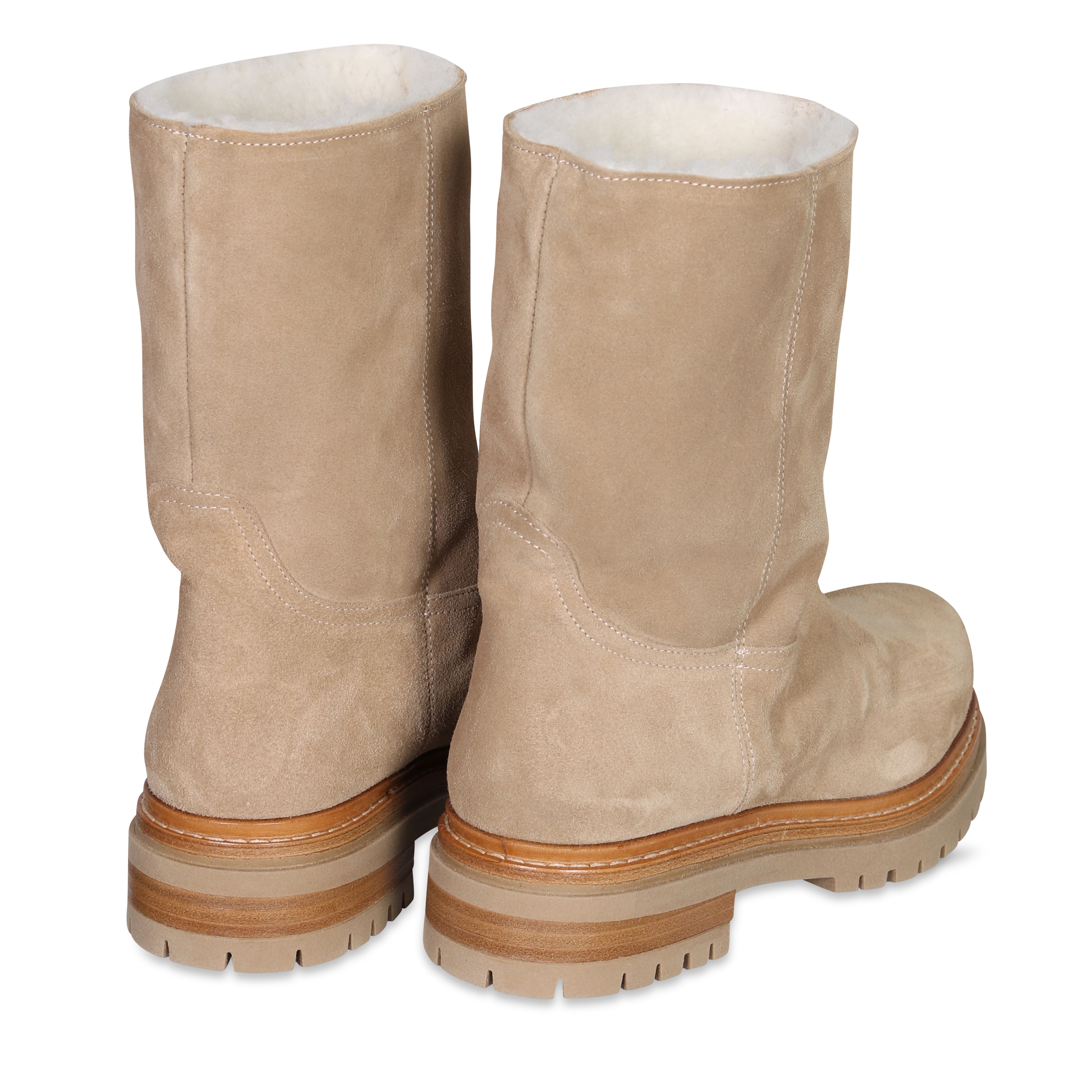 Ennequadro Boots in Beige Suede/Fur