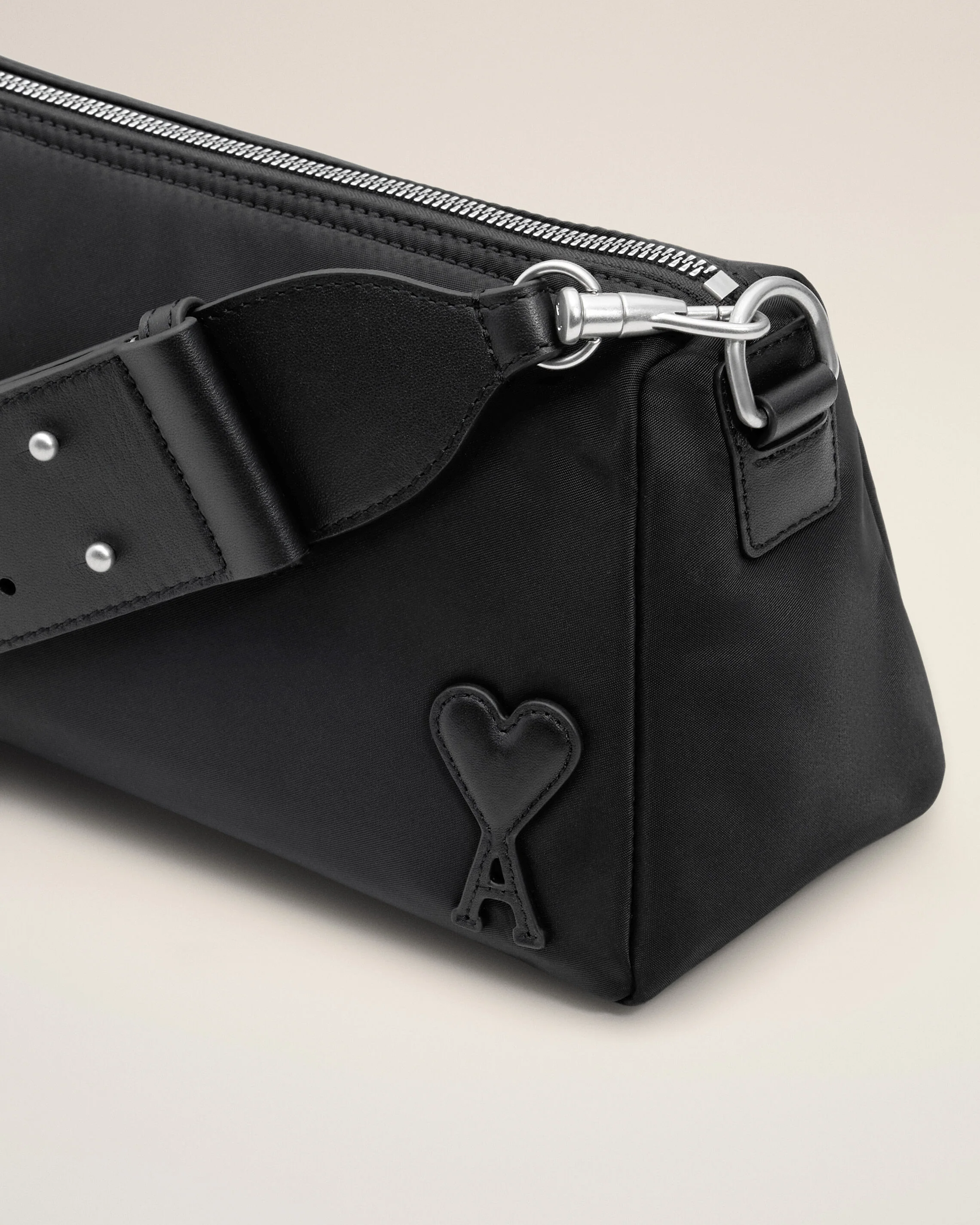 AMI PARIS Marcel Crossbody/Shoulder Nylon Bag in Black
