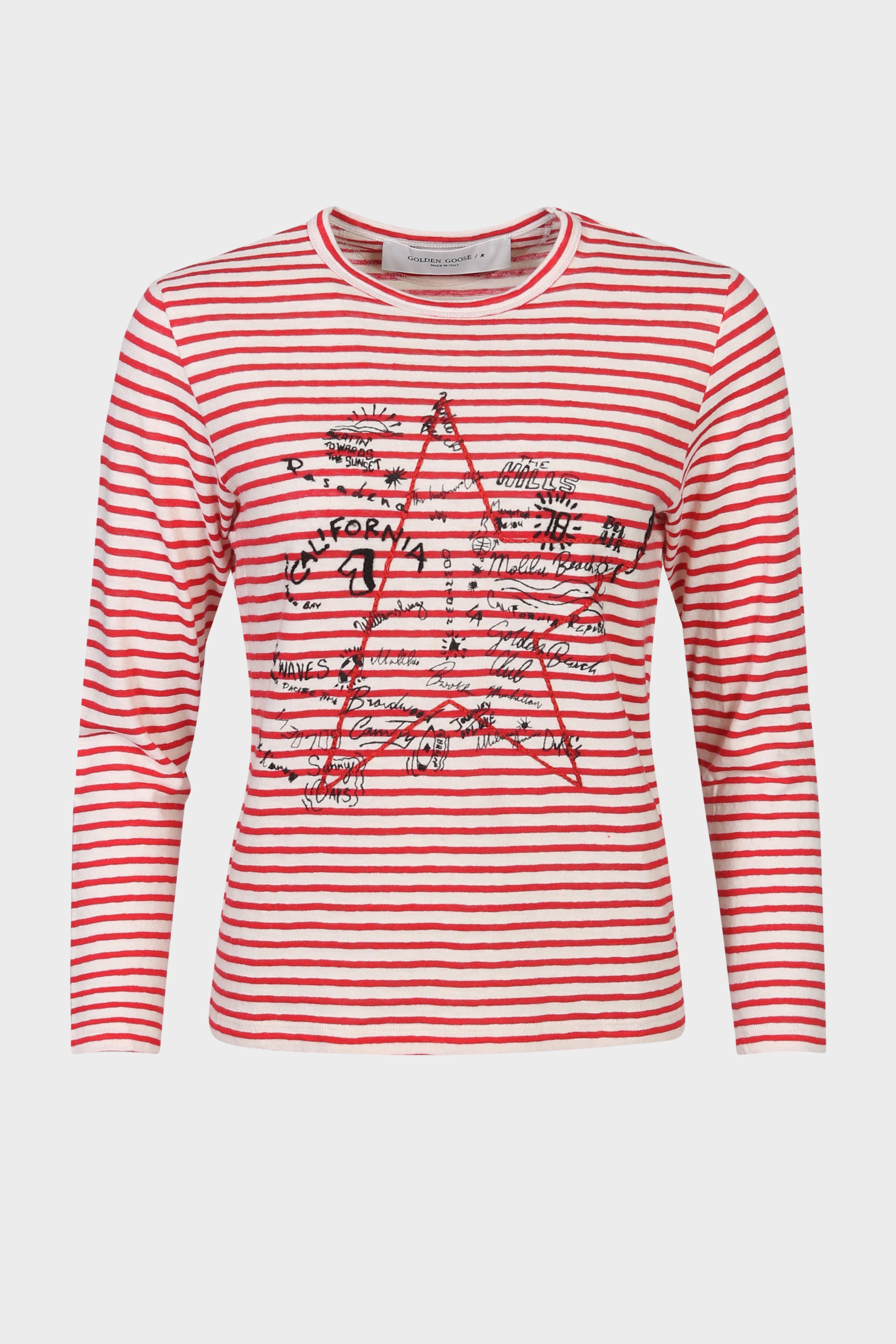 GOLDEN GOOSE Knit Longsleeve in Ecru/Red XS