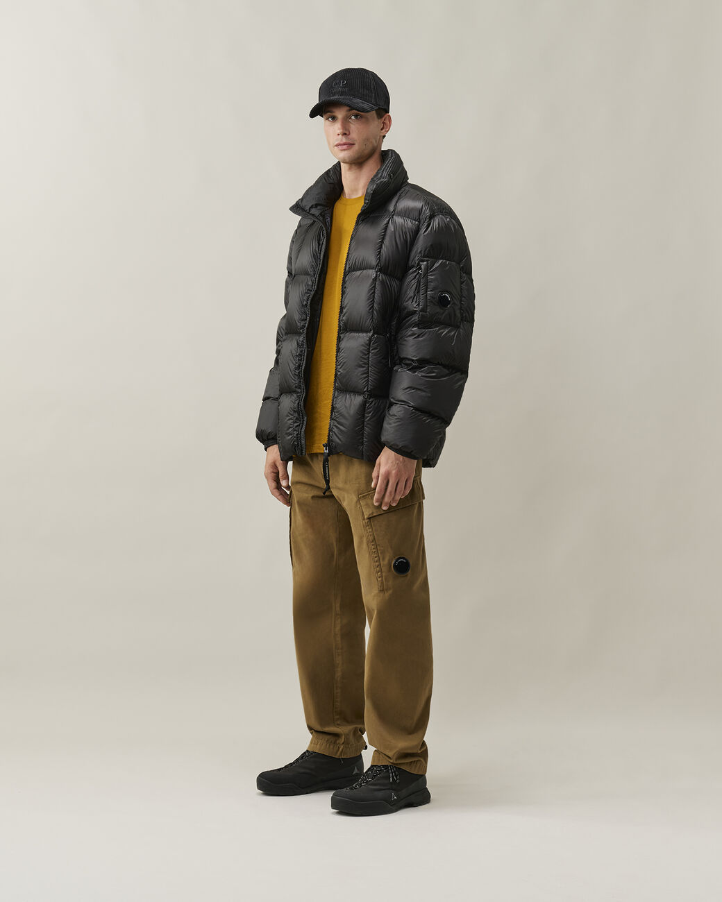 C.P. COMPANY D.D. Shell Lens Hooded Down Jacket in Black