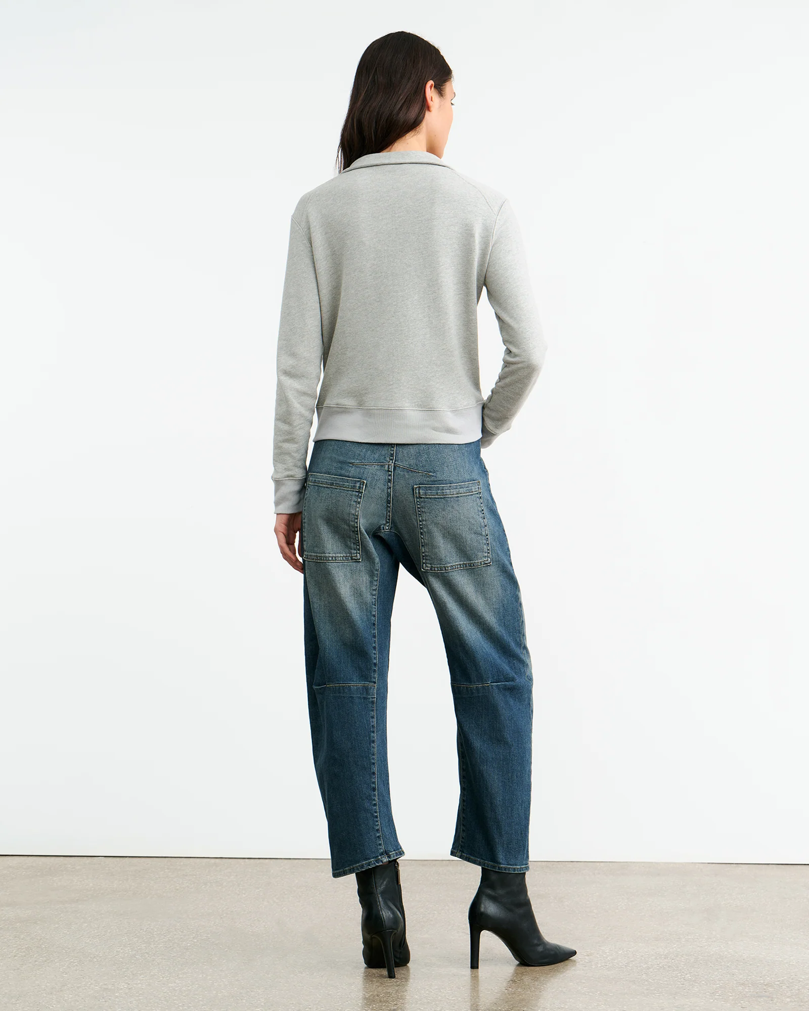 NILI LOTAN Quarter Zip Sweatshirt in Heather Grey
