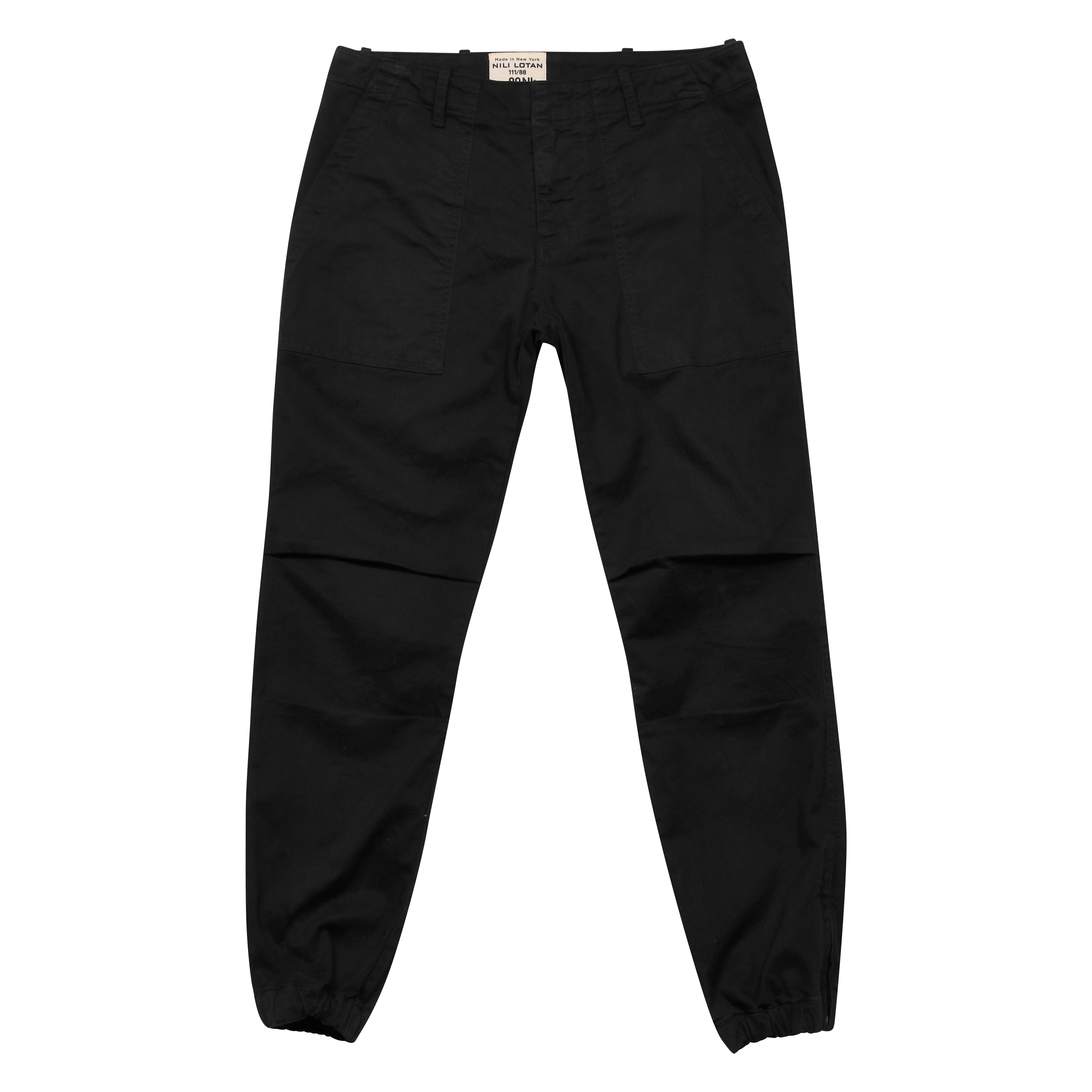Nili Lotan Cropped Military Pant in Jet Black 8/XL