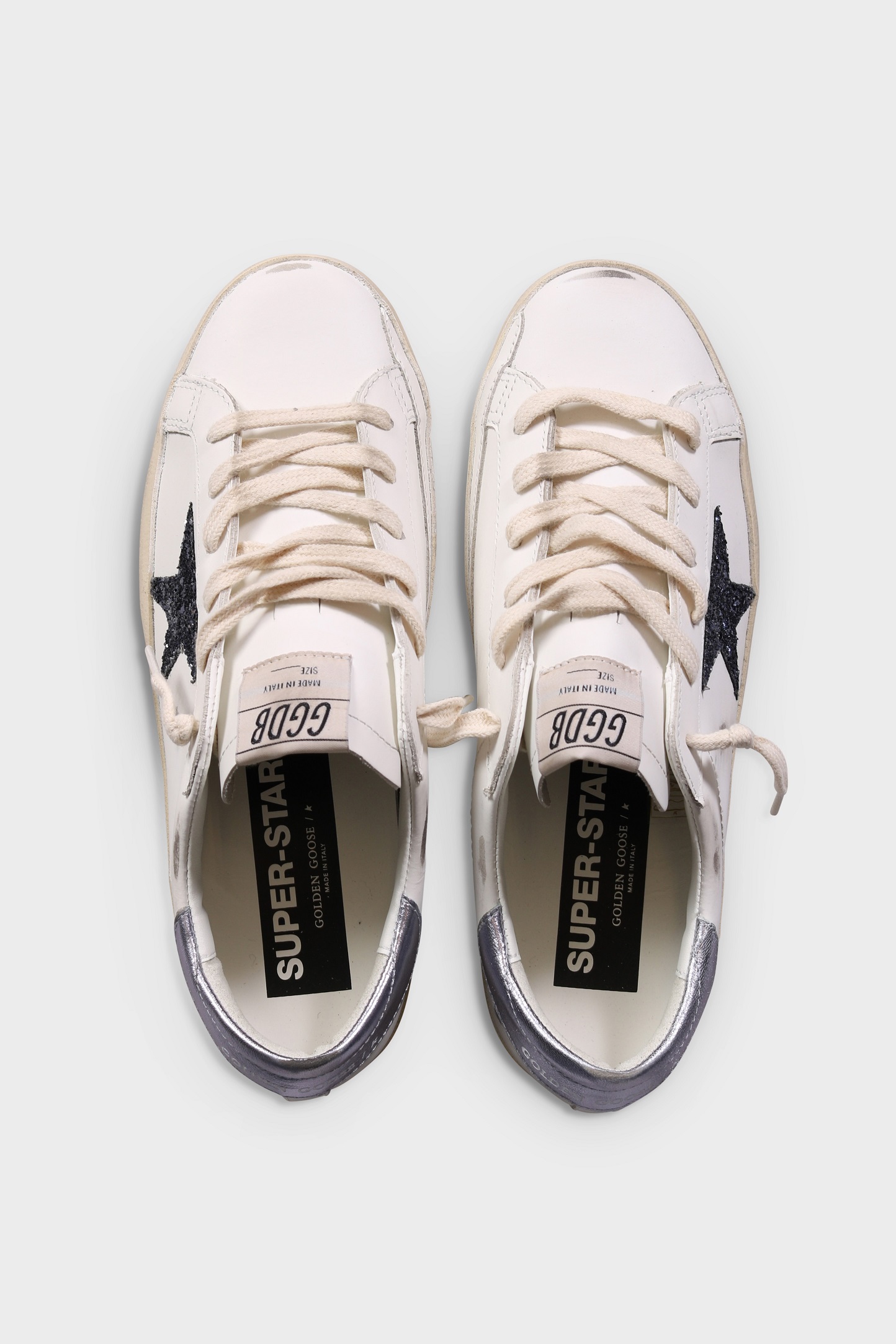 GOLDEN GOOSE Super-Star Glitter Star in White/Black/Glicine