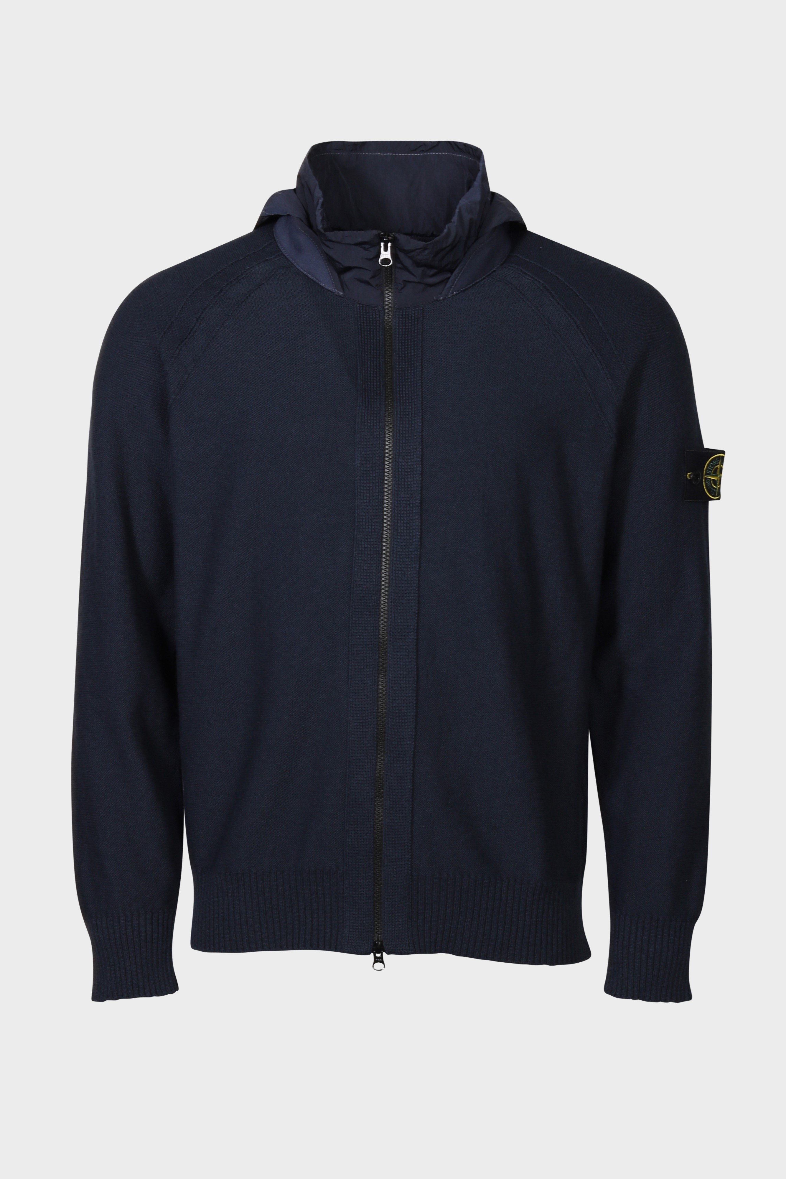 STONE ISLAND Nylon Hooded Knit Jacket in Navy 2XL