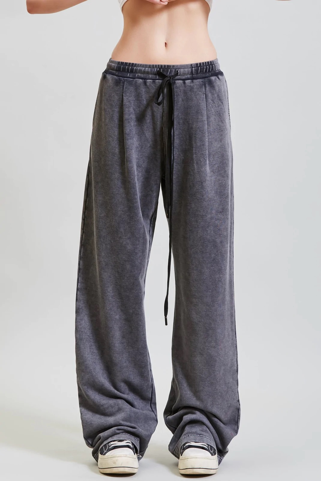 R13 Pleated Wide Leg Sweatpant in Acid Black