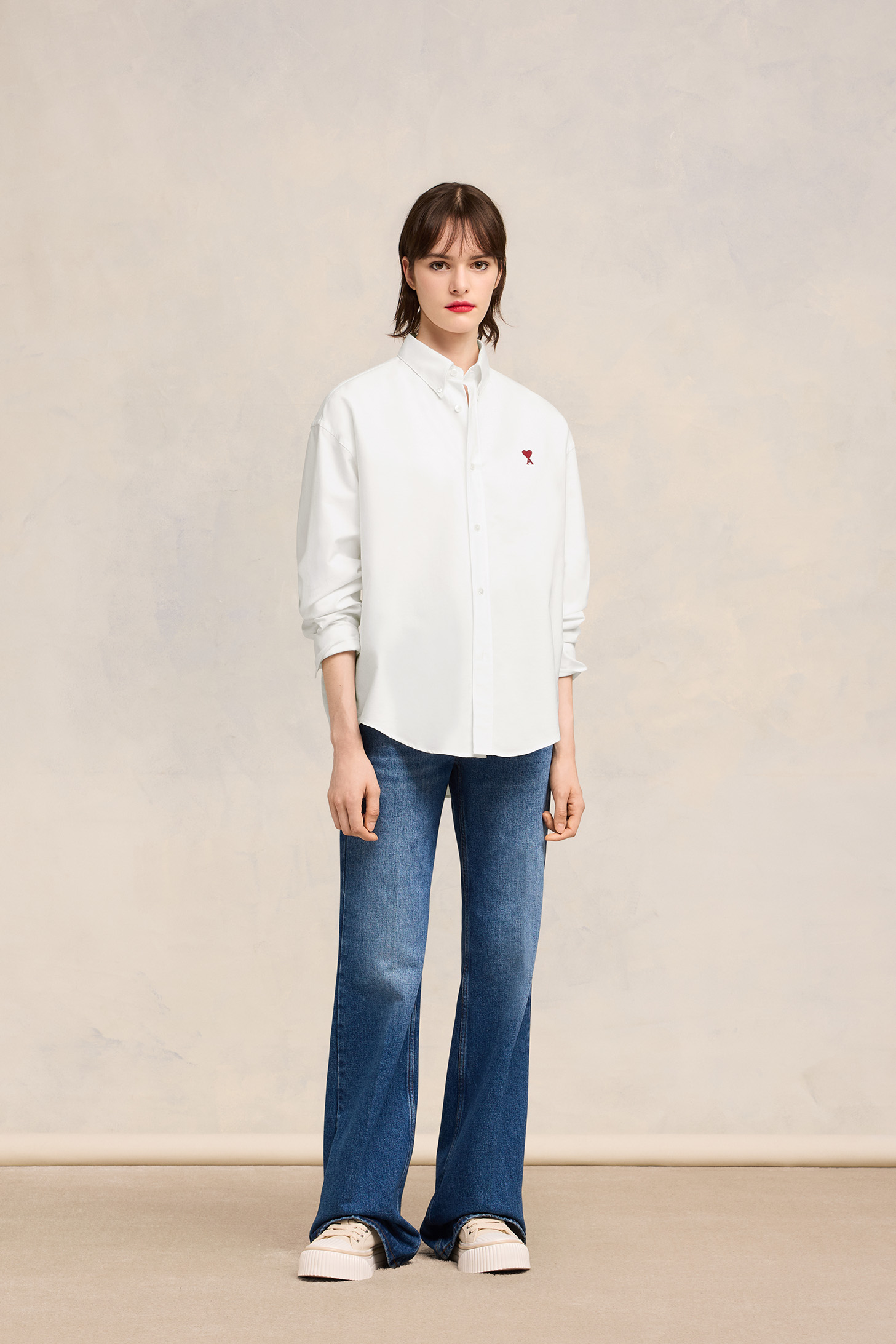 AMI PARIS de Coeur Boxy Fit Shirt in White XS