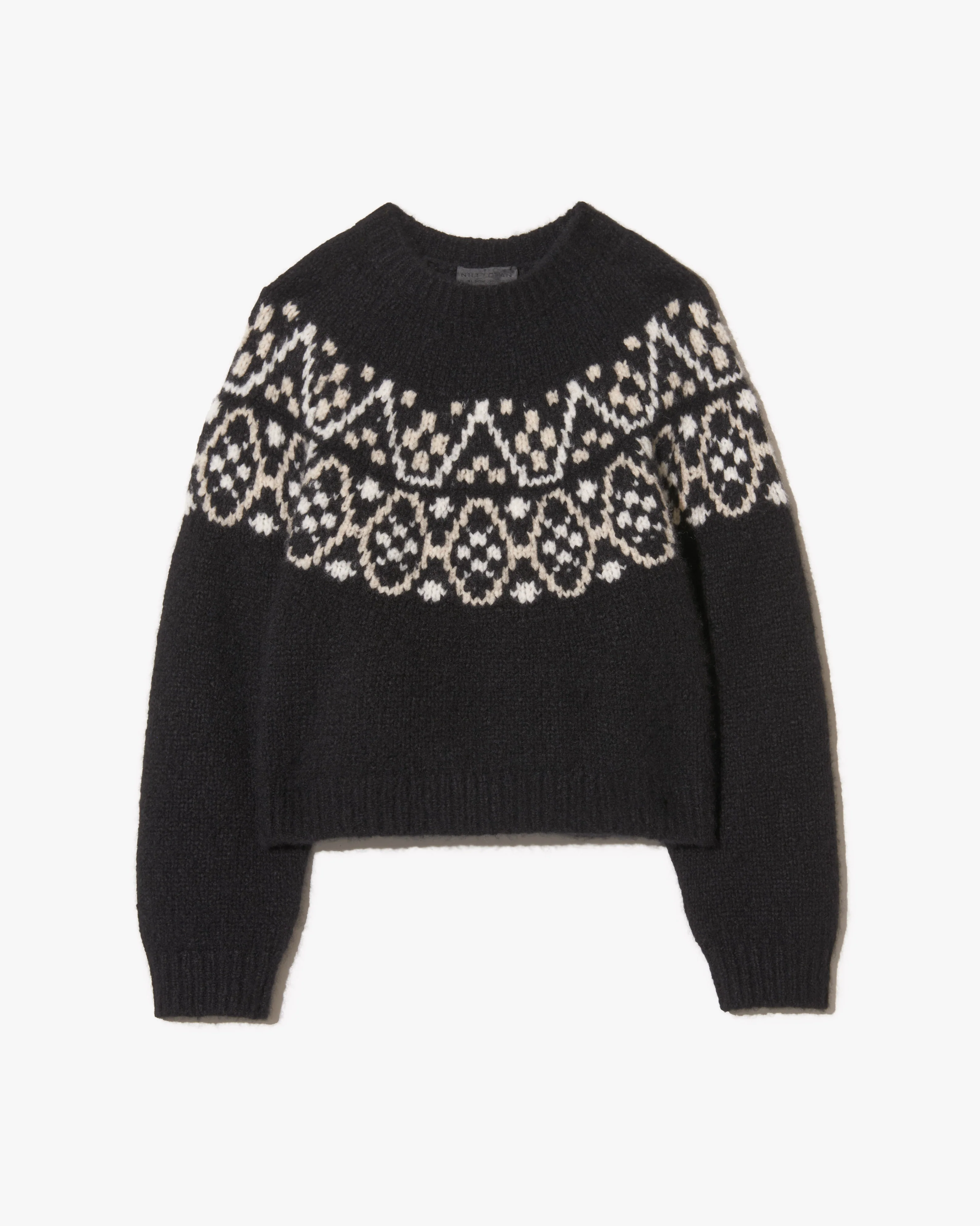 NILI LOTAN Chrissy Cashmere Pullover in Black Fairisle
