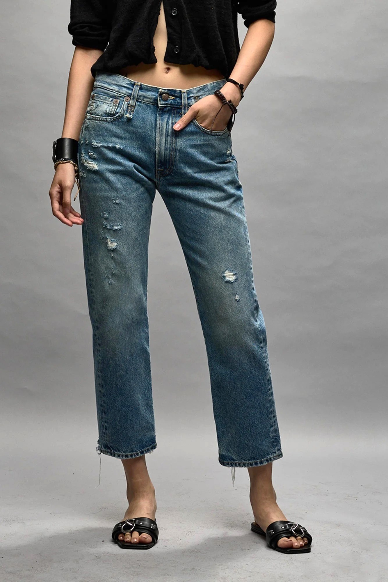 R13 Boyfriend Jeans in Bain Wash 32