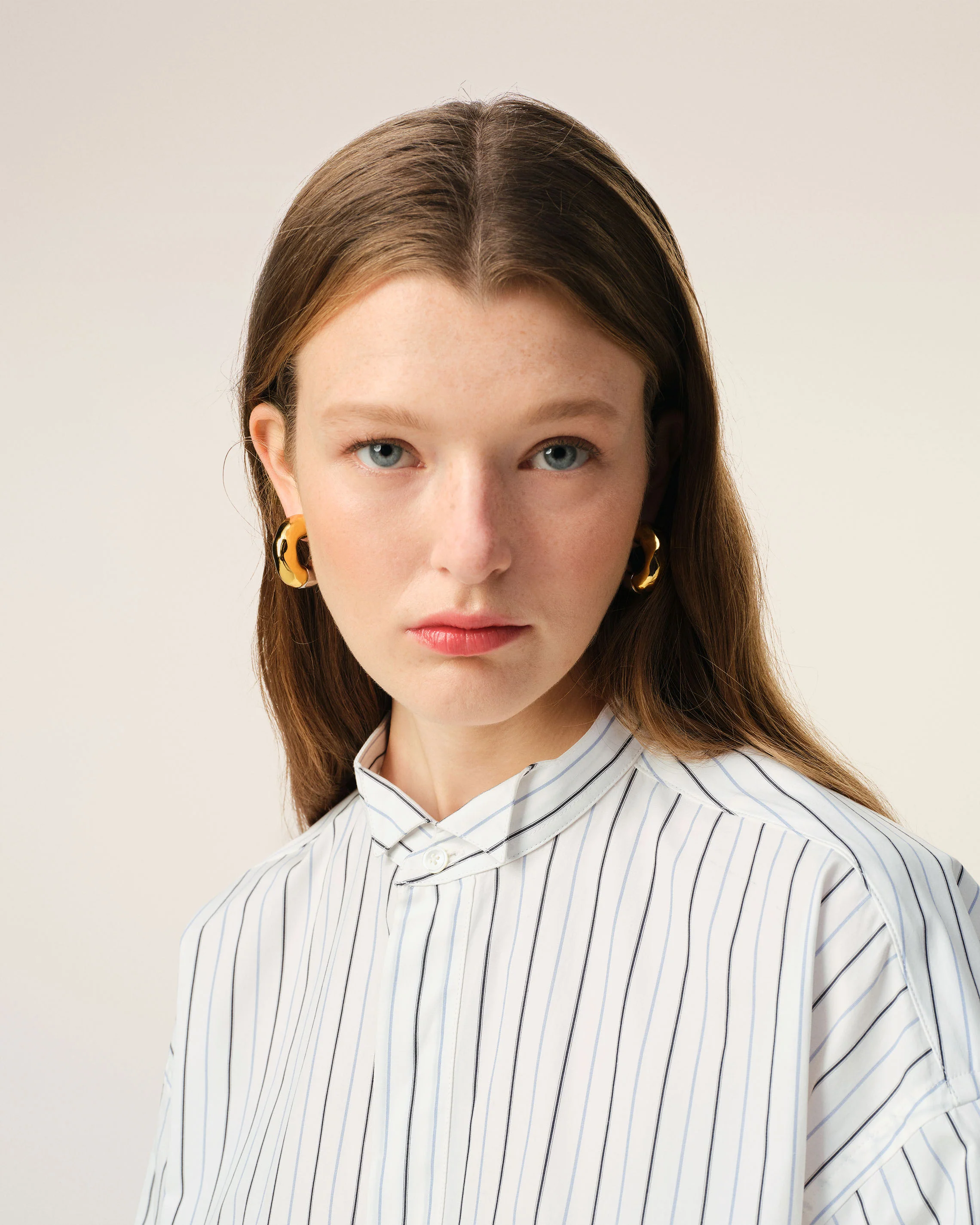 AMI PARIS Striped Oversized Shirt in White AMI PARIS Striped Oversized Shirt in White