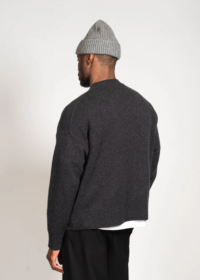 YACAIA Oversize Merino/Cashmere Sweater in Black Melange