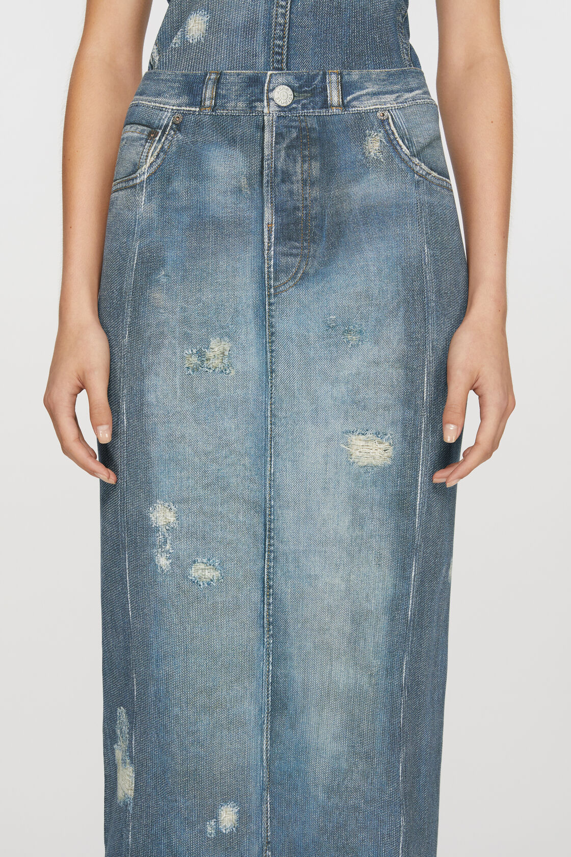 ACNE STUDIOS Full Printed Skirt in Denim Blue S