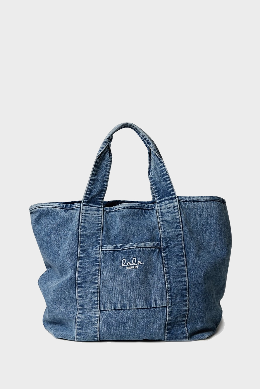 LALA BERLIN East West Tote Merge in Denim Washed Blue
