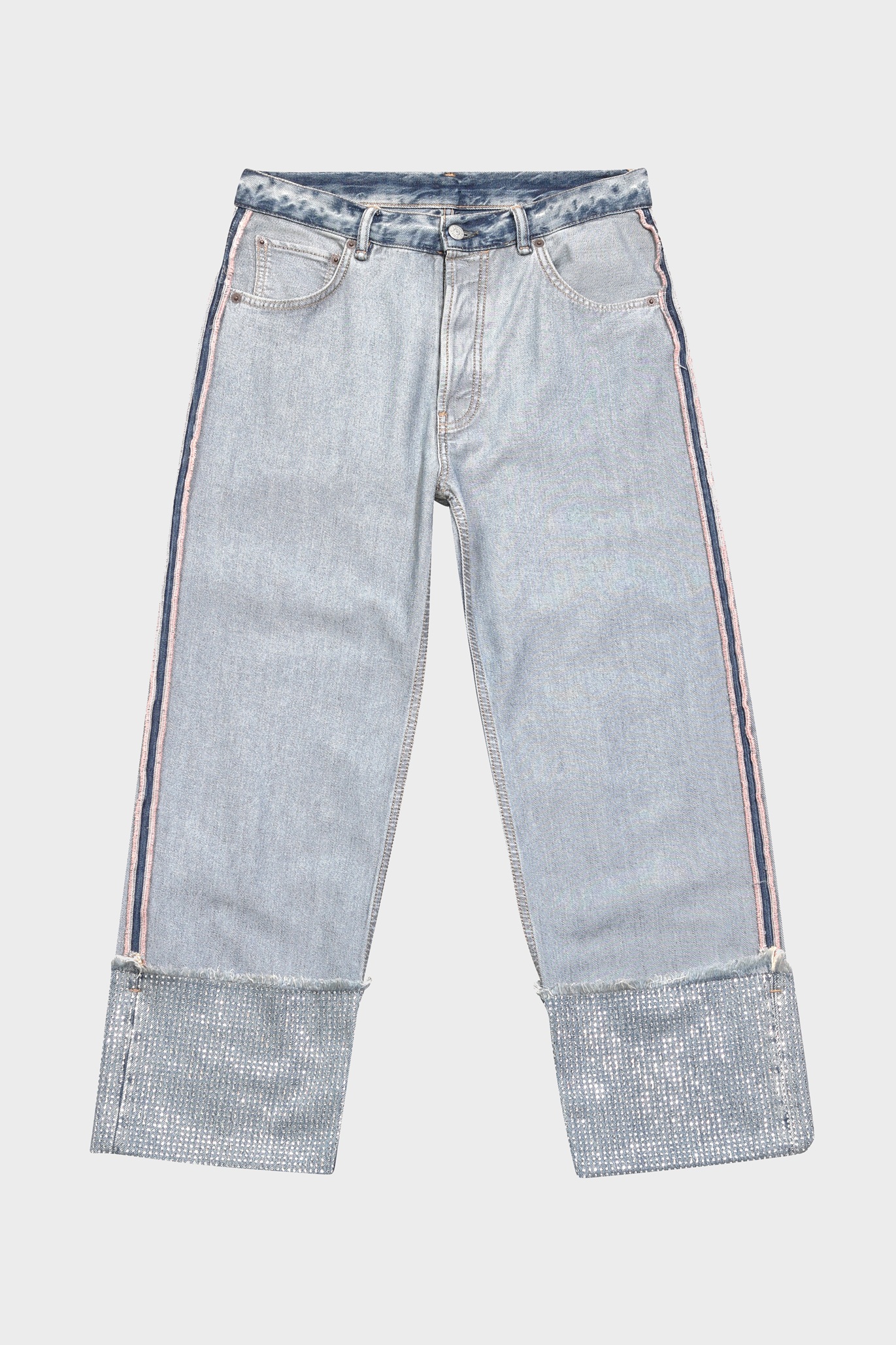 ACNE STUDIOS Inside-Out Jeans with Rhinestones in Mid Blue