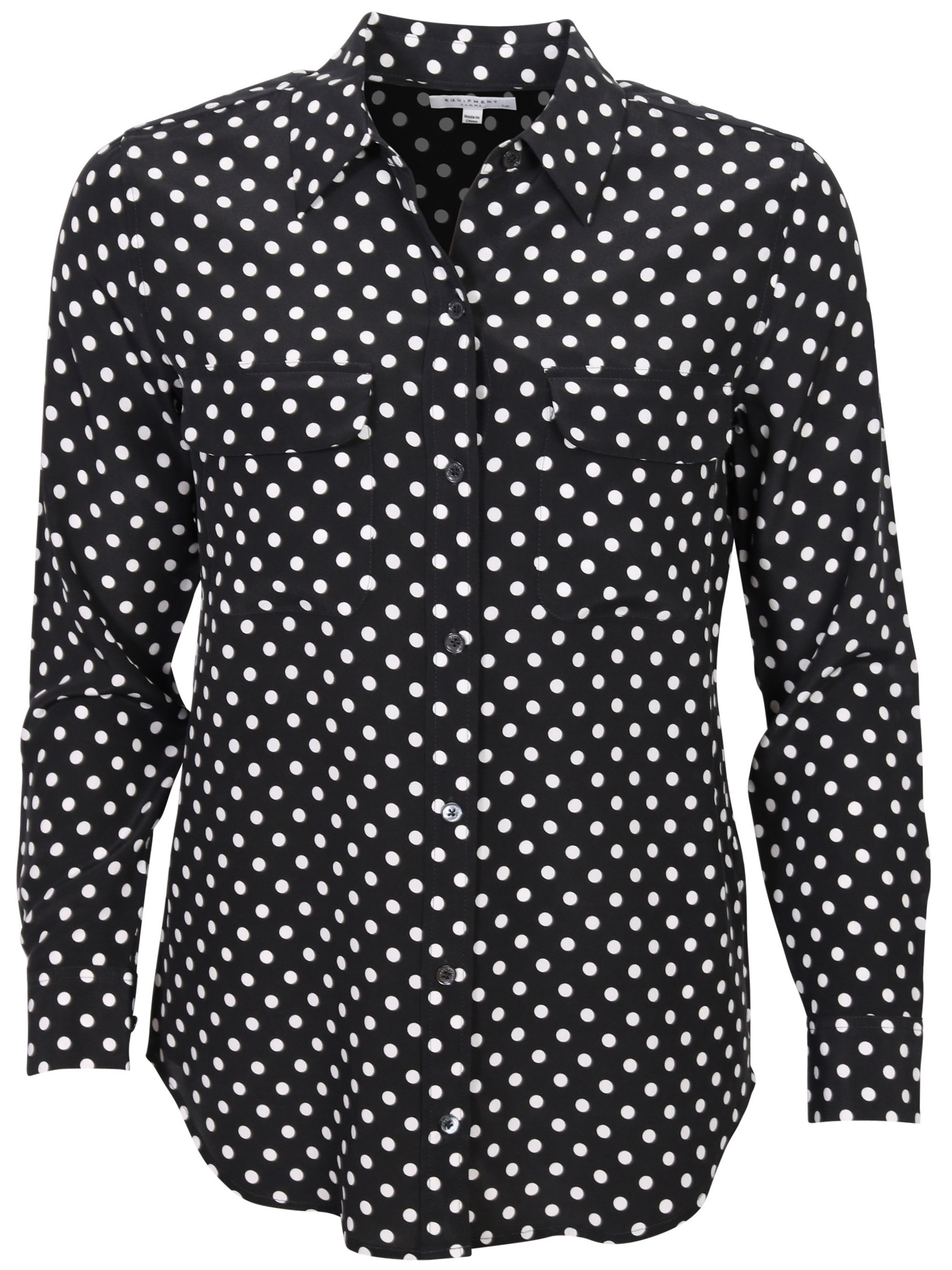 Equipment Silk Shirt Black White Dots