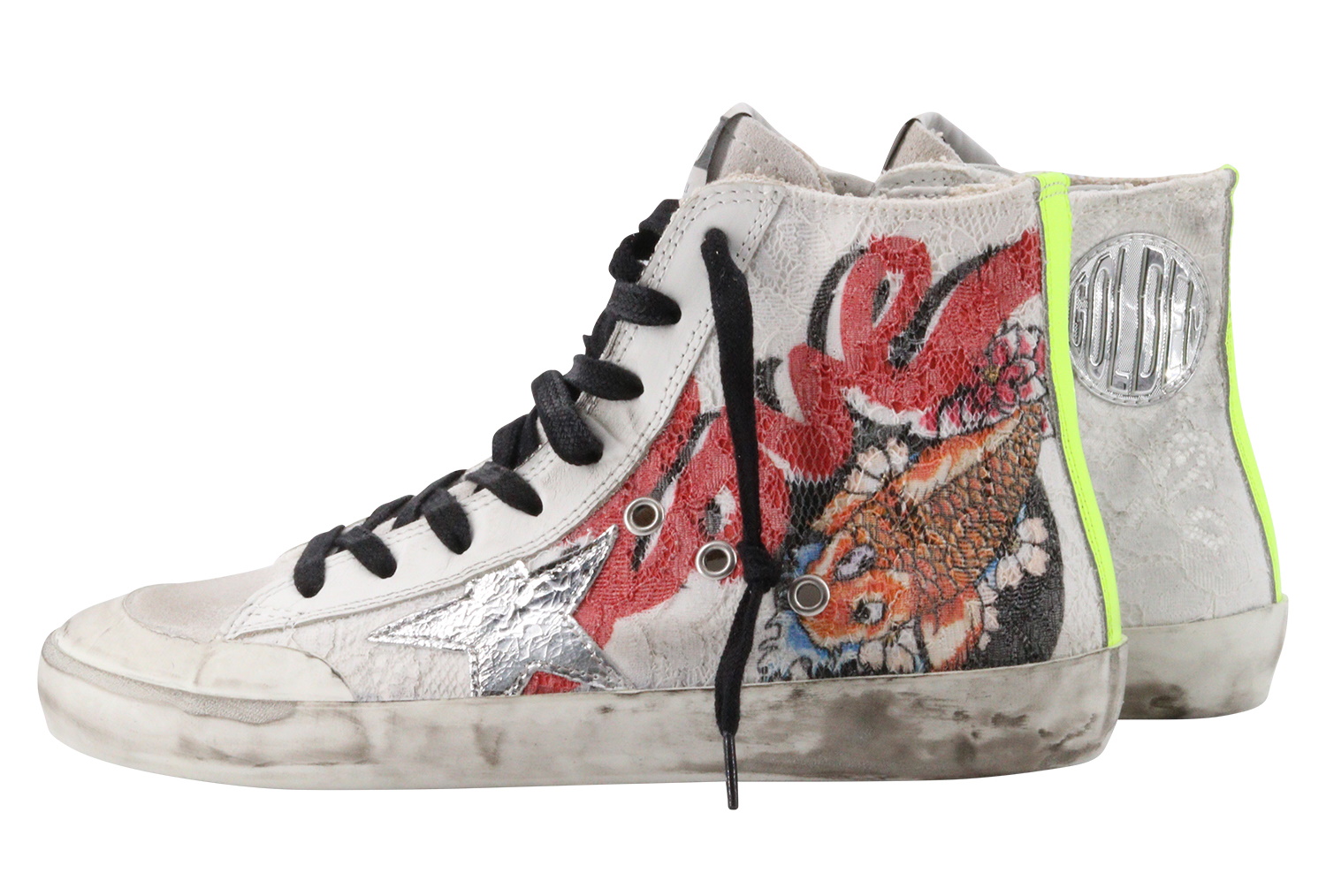 Golden Goose Francy Lace Upper With Japanese Print Crackle Star
