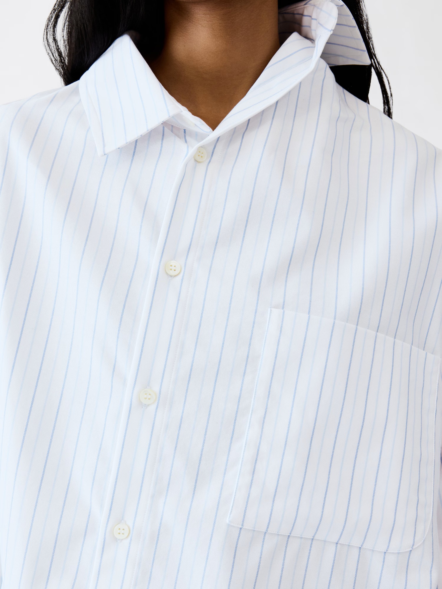 JACQUEMUS Cuadro Stripe Shirt in White/Blue