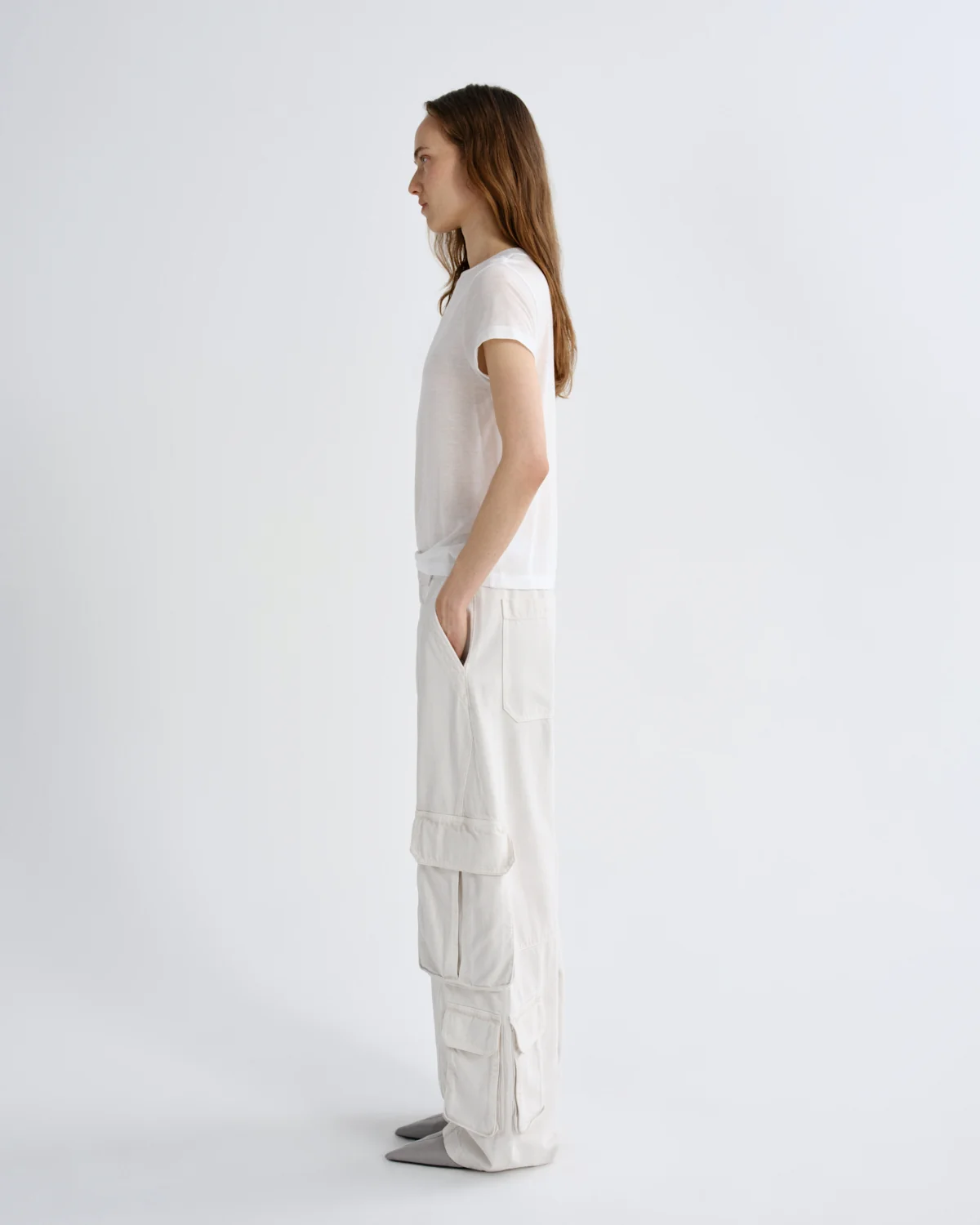 AGOLDE Adine Tencel Tee in Offwhite
