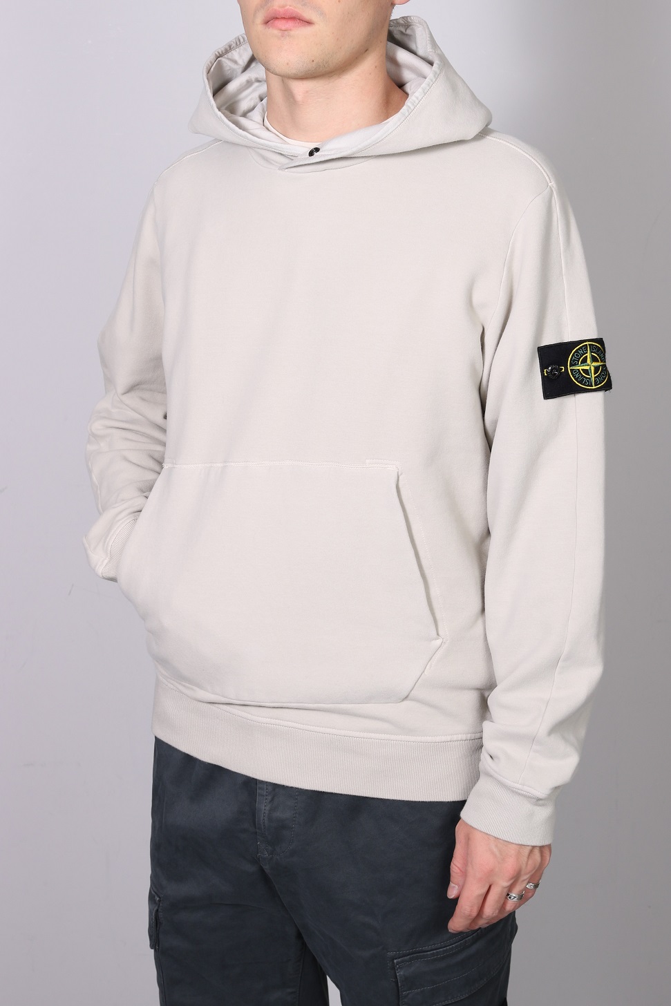 STONE ISLAND Soft Stretch Sweat Hoodie in Cream