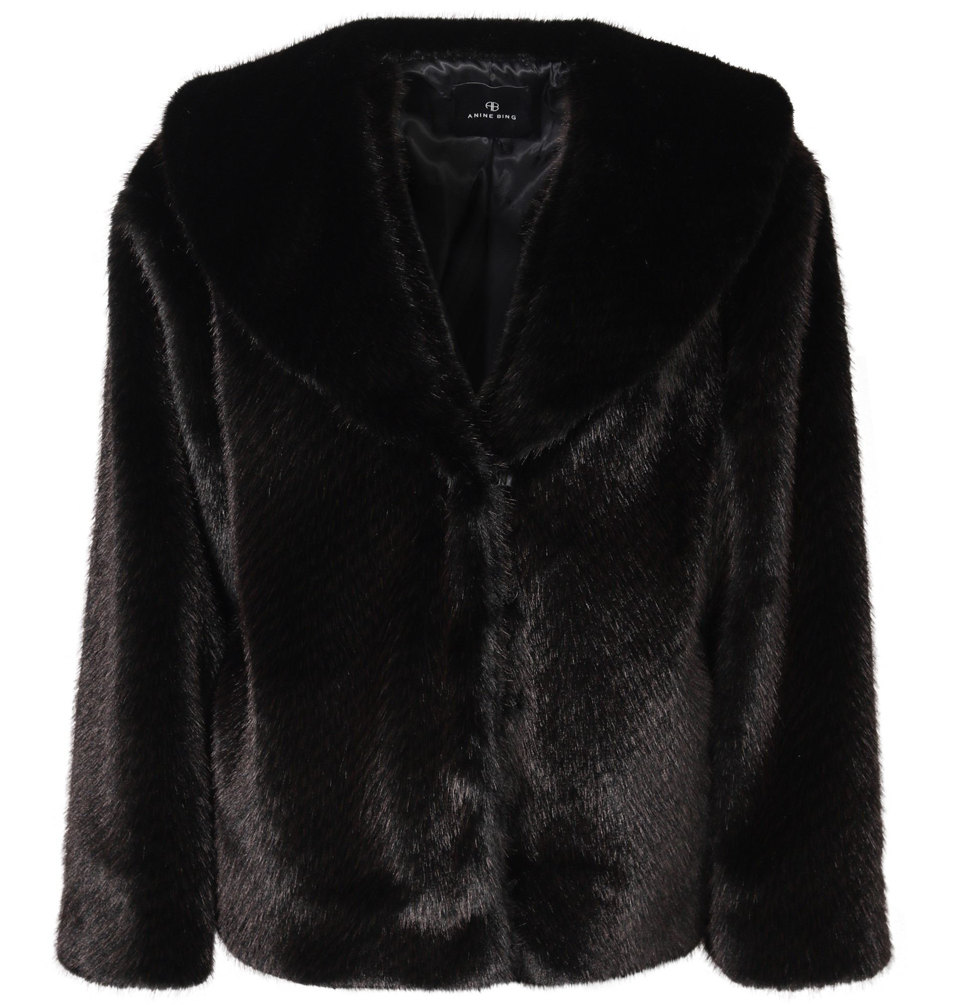 ANINE BING Hilary Faux Fur Jacket in Black/Brown