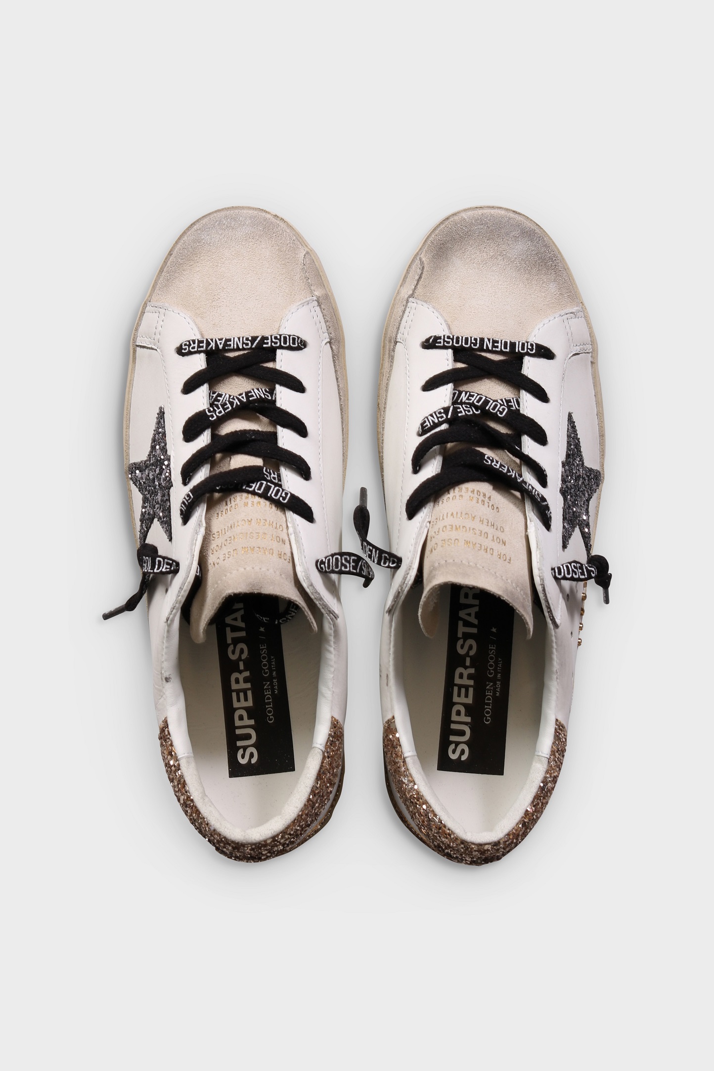 GOLDEN GOOSE Super-Star Glitter Star in Optic White/Seedpearl