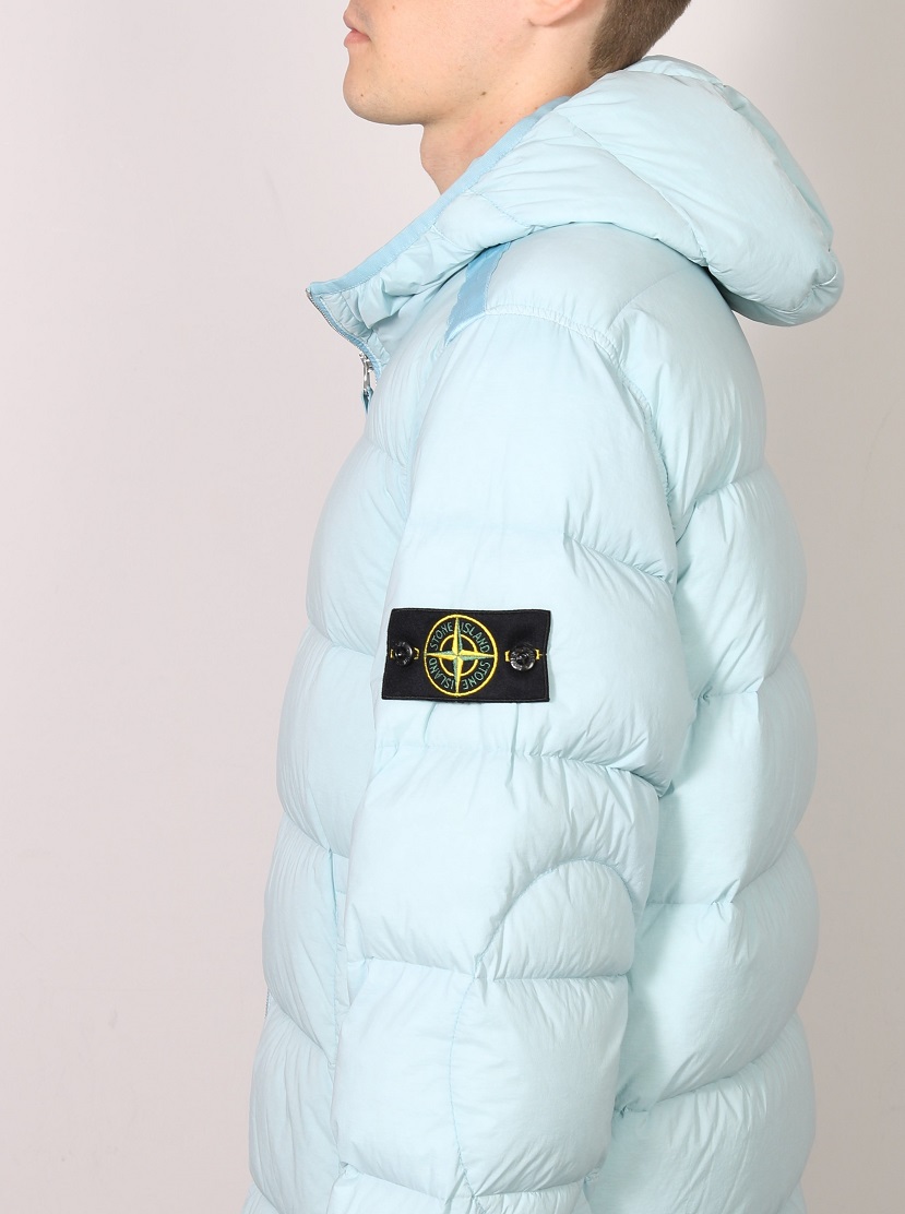 STONE ISLAND Hooded Down Jacket in Sky Blue