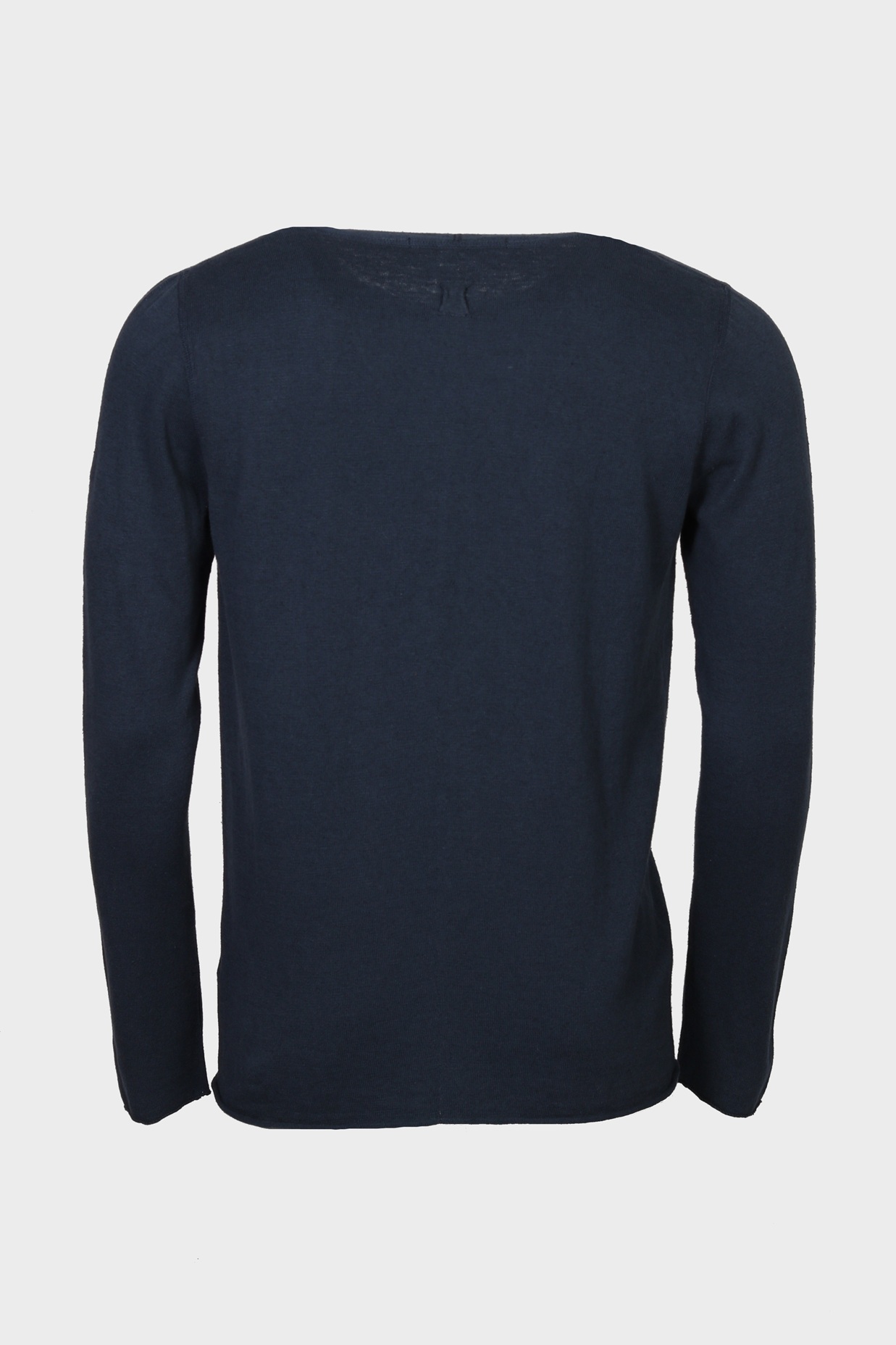 HANNES ROETHER Cotton/Linen Knit Pullover in Dark Navy