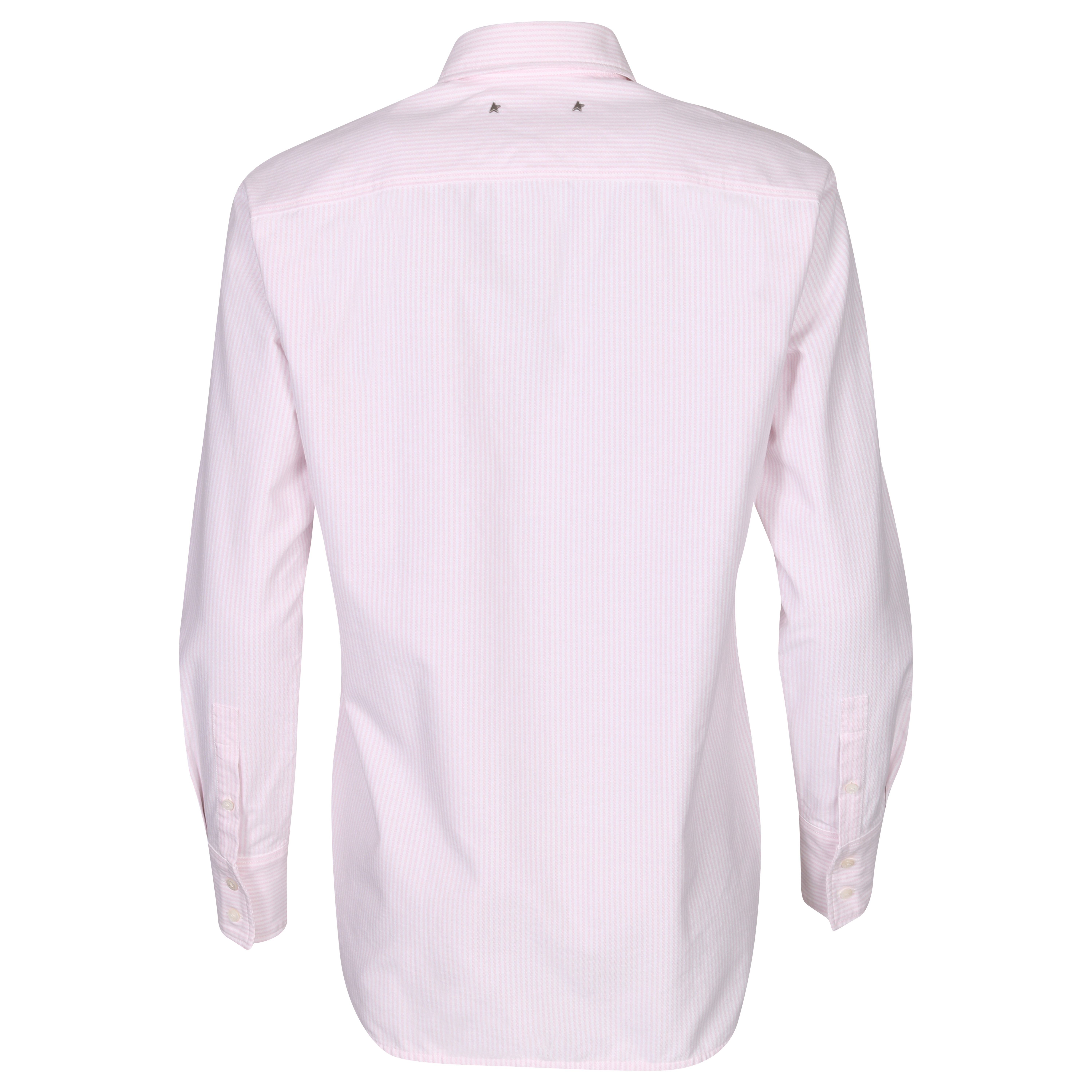 Golden Goose Journey Shirt Boyfriend Striped Oxford Cotton Pink/White XS