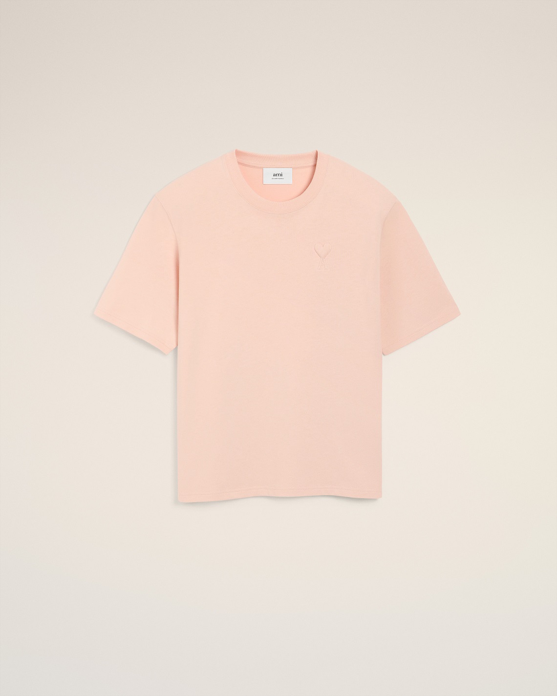 AMI PARIS de Coeur Embossed T-Shirt in Powder