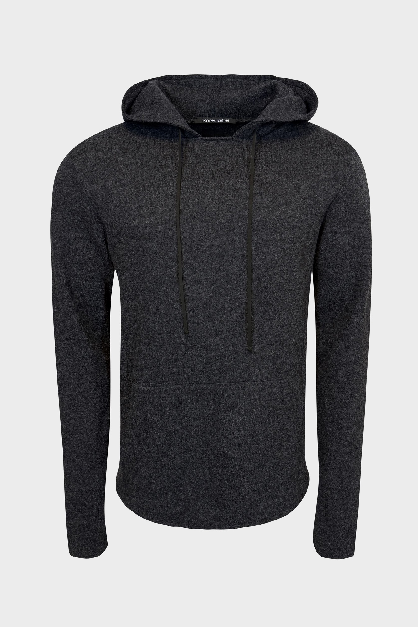 HANNES ROETHER Knit Hoodie in Dark Grey