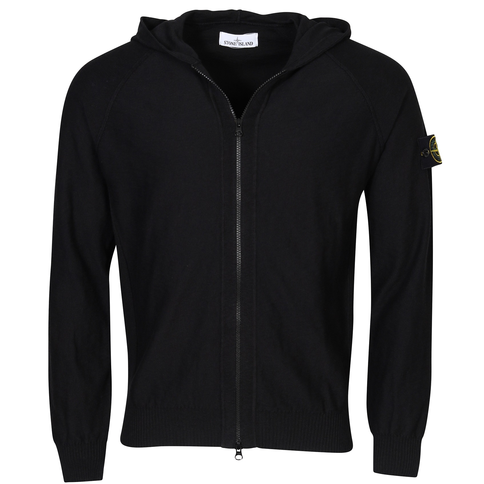 STONE ISLAND Cotton Knit Zip Hoodie in Black M