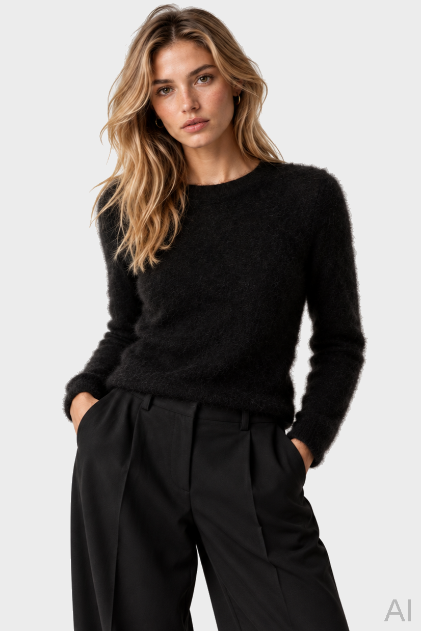 ABSOLUT CASHMERE Brushed Cashmere Sweater in Black