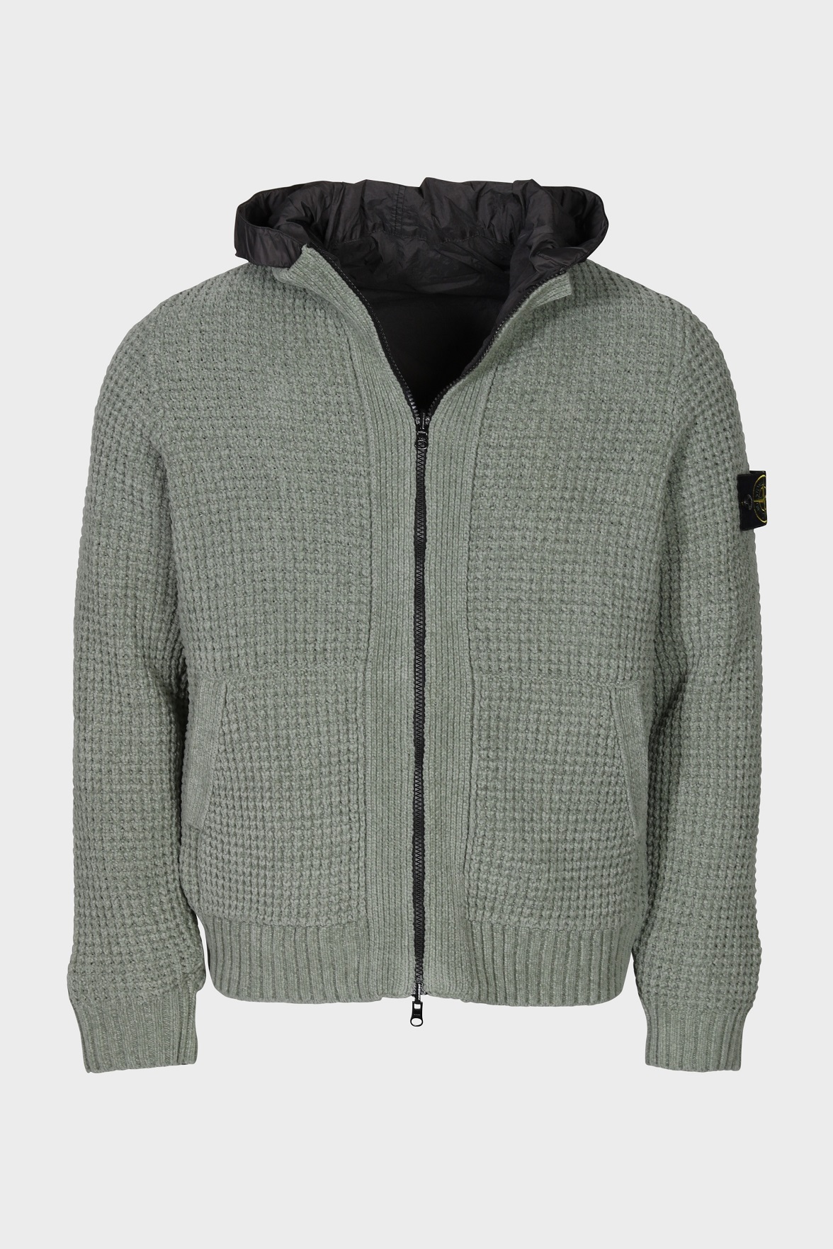 STONE ISLAND Reversible Padded Cotton Knit Jacket in Sage STONE ISLAND Reversible Padded Cotton Knit Jacket in Sage