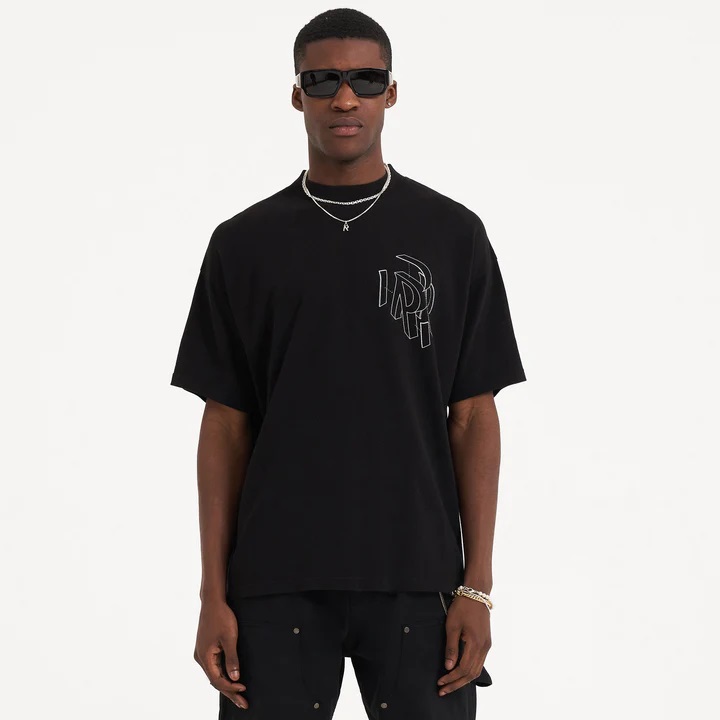 REPRESENT Initial Assembly Outline T-Shirt in Jet Black L