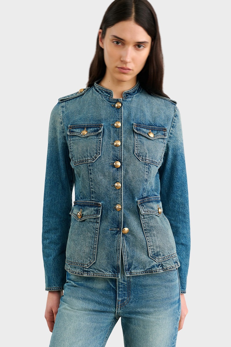 NILI LOTAN Geraldine Denim Jacket in Simon Wash NILI LOTAN Geraldine Denim Jacket in Simon Wash