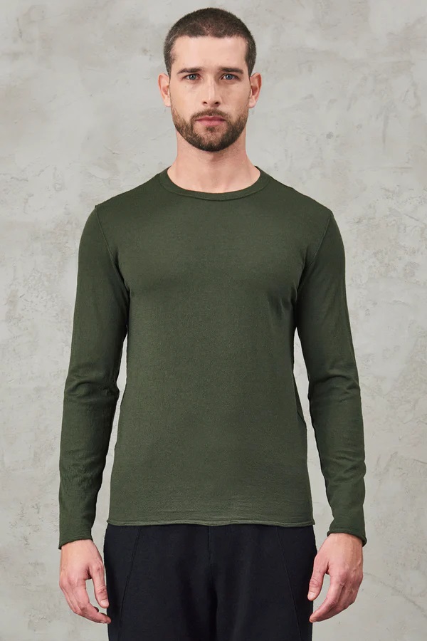 TRANSIT UOMO Super Fine Knit Pullover in Olive