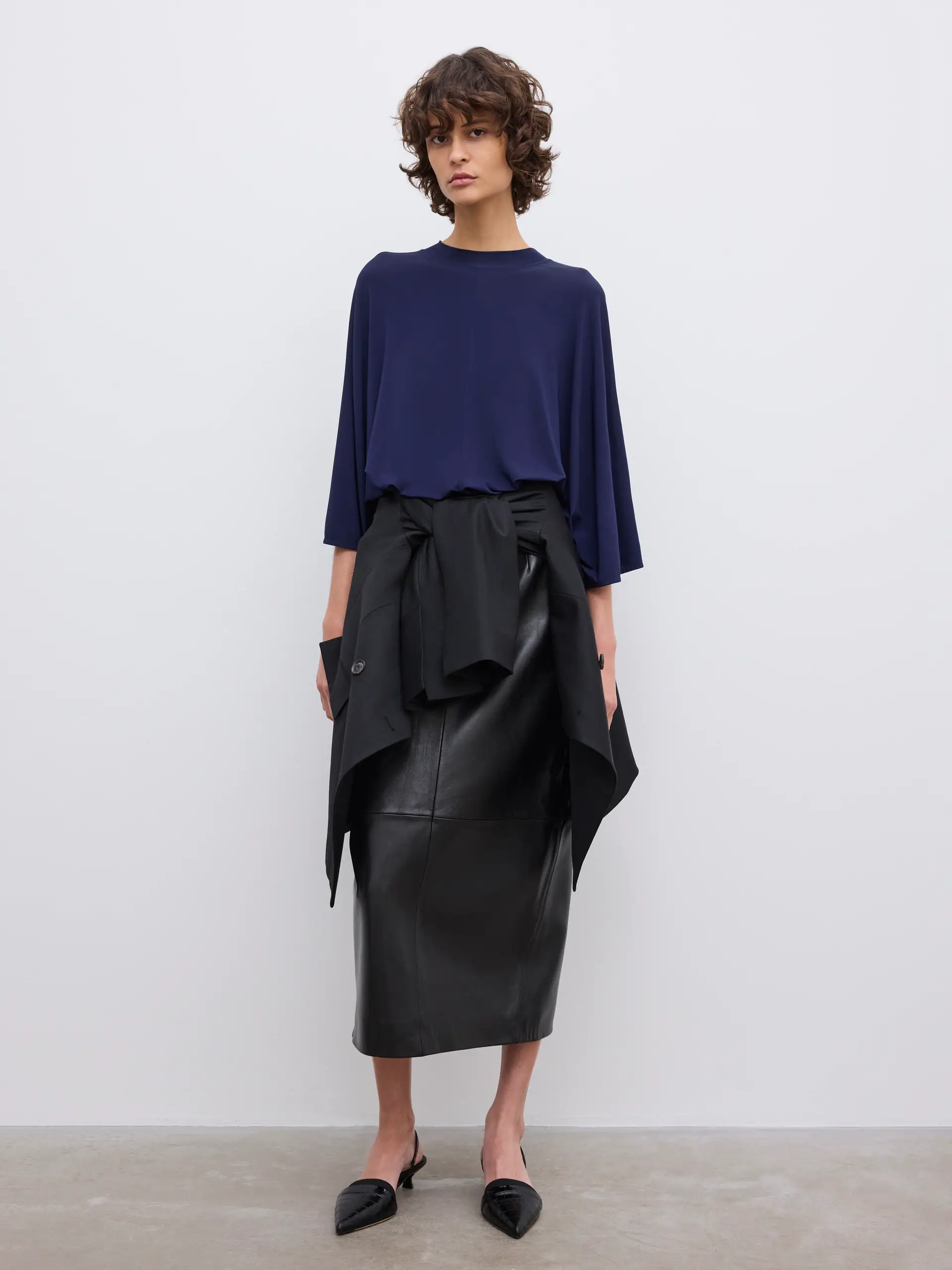 DAGMAR Viscose Kimono Top in Navy Blue