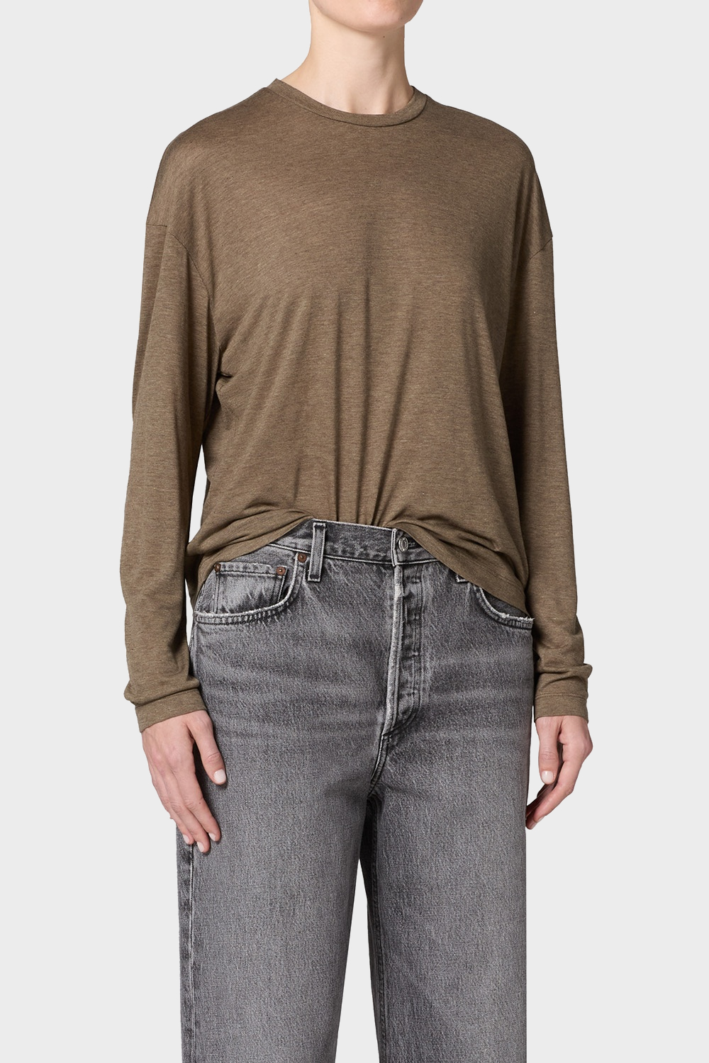 AGOLDE Sasha Tencel Tee in Brown Melange