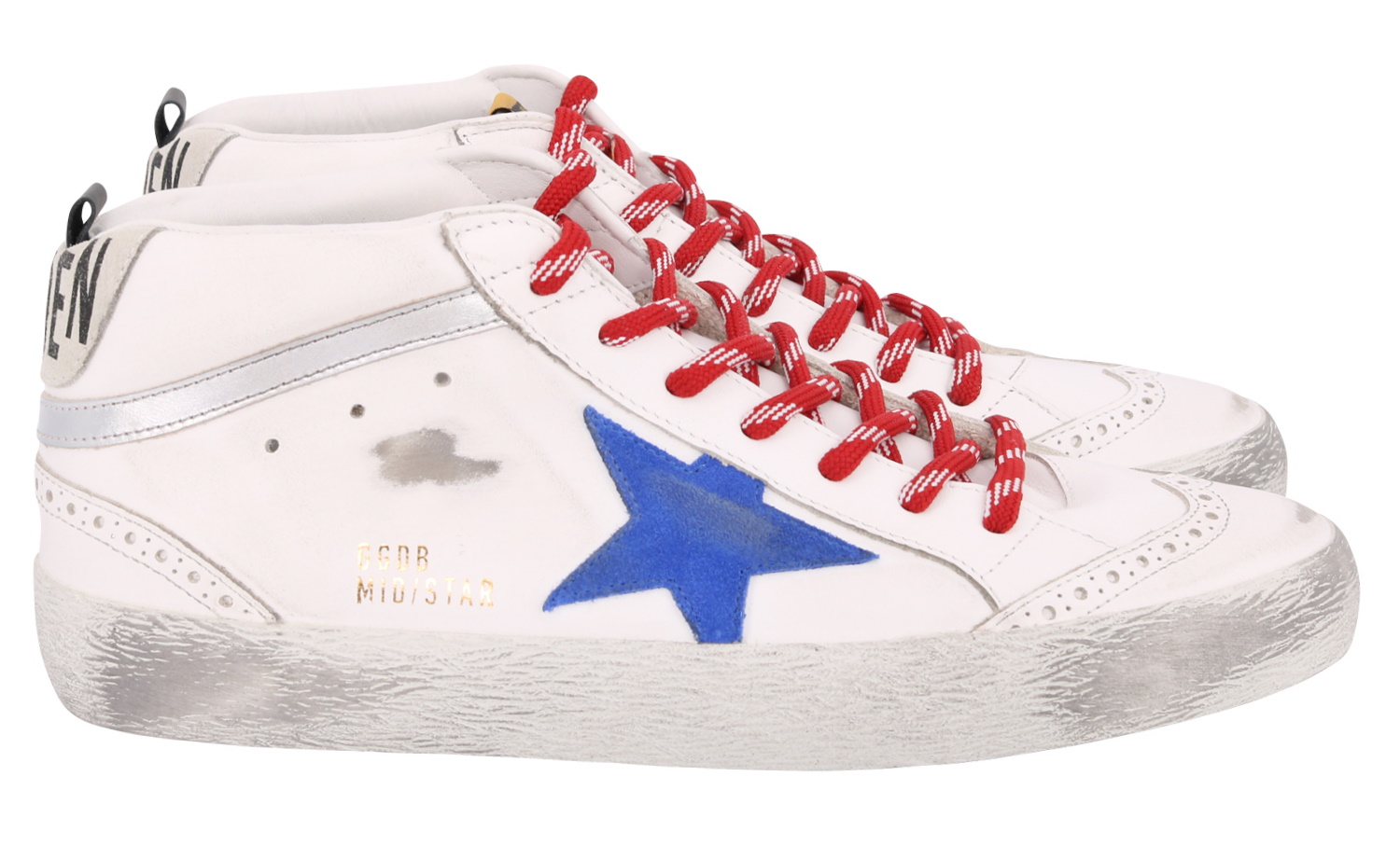 Golden Goose Mid Star White Blue Silver