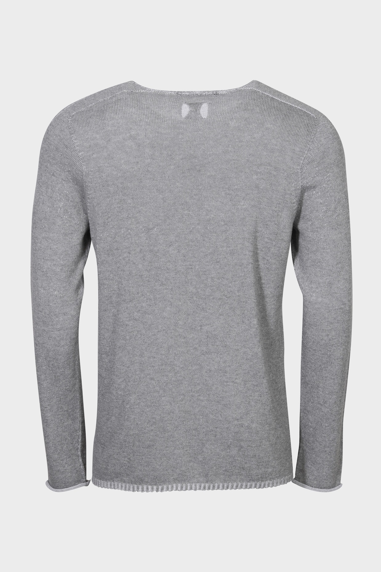 HANNES ROETHER Cotton/Cashmere Knit Pullover in Grey Melange HANNES ROETHER Cotton/Cashmere Knit Pullover in Grey Melange