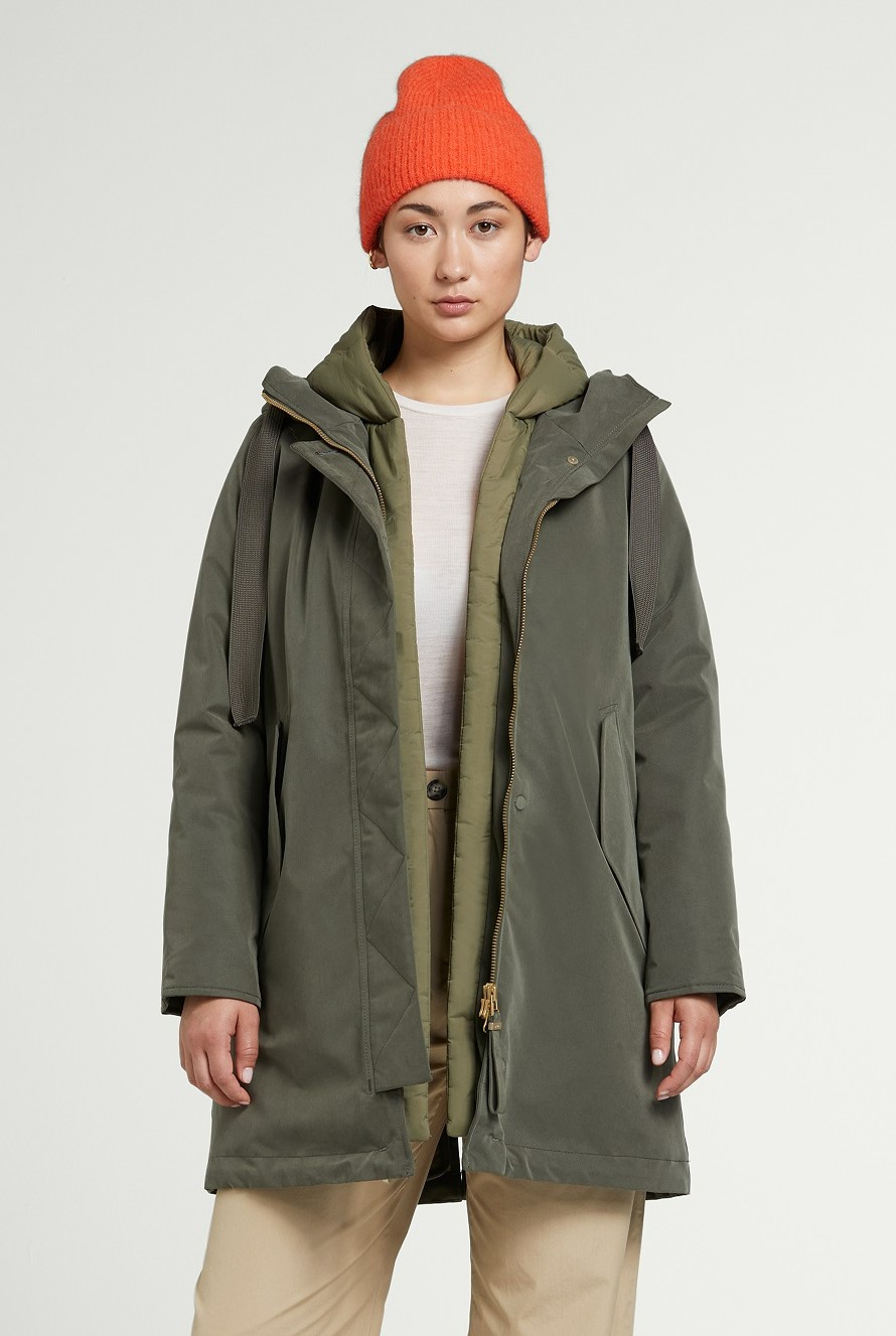 g-lab Ivy Soft Twill Padded Coat in Leaf