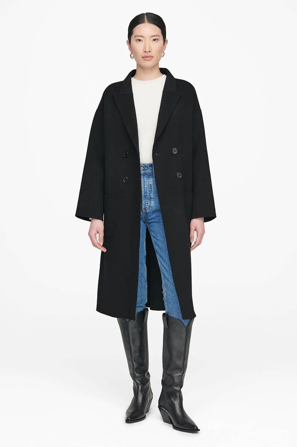 Anine Bing Wool Coat Dylan in Black M