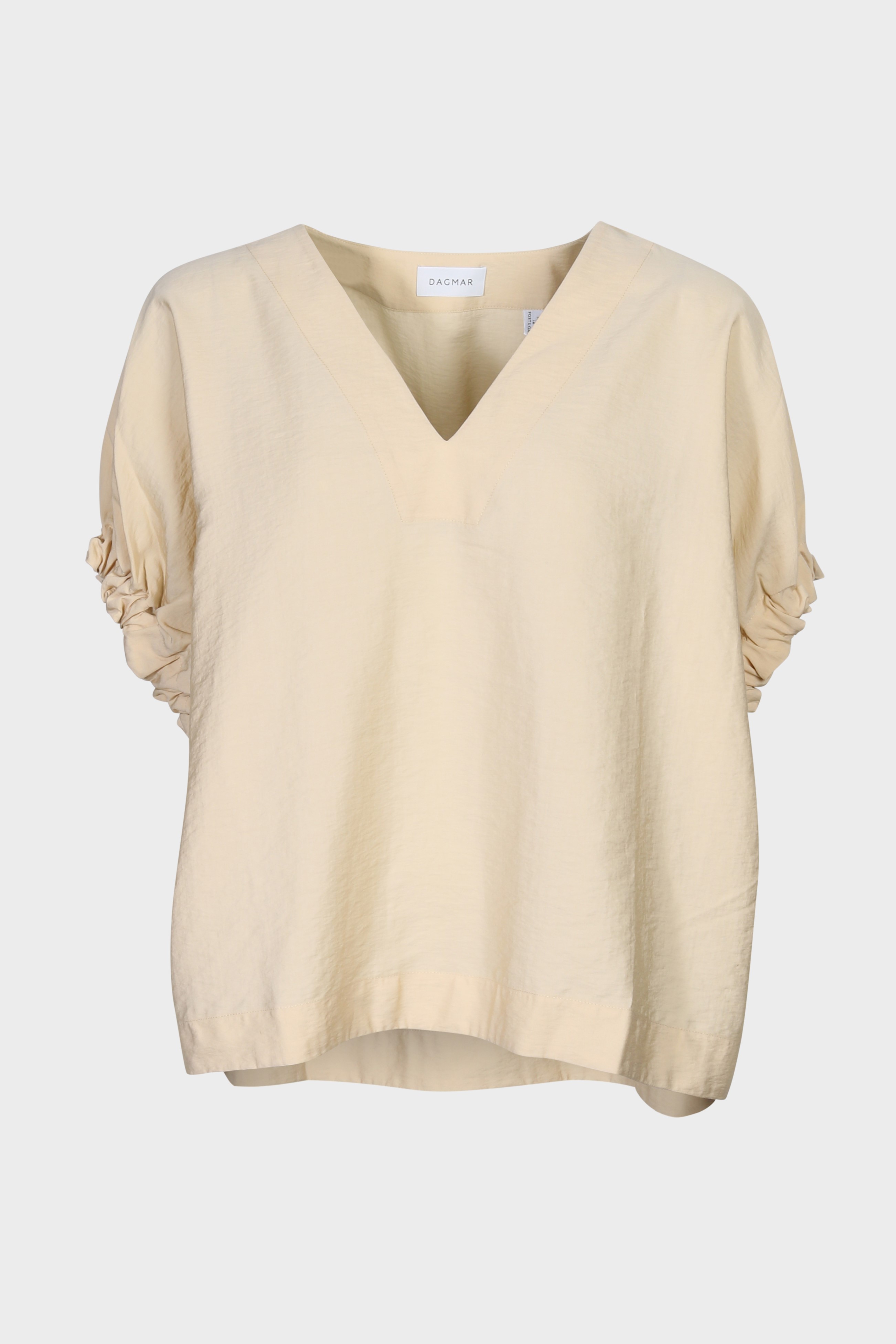 DAGMAR Rouched V-Neck Top in Desert Sand DAGMAR Rouched V-Neck Top in Desert Sand