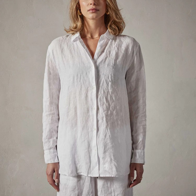 JAMES PERSE Light Weight Linen Shirt in White 2/M