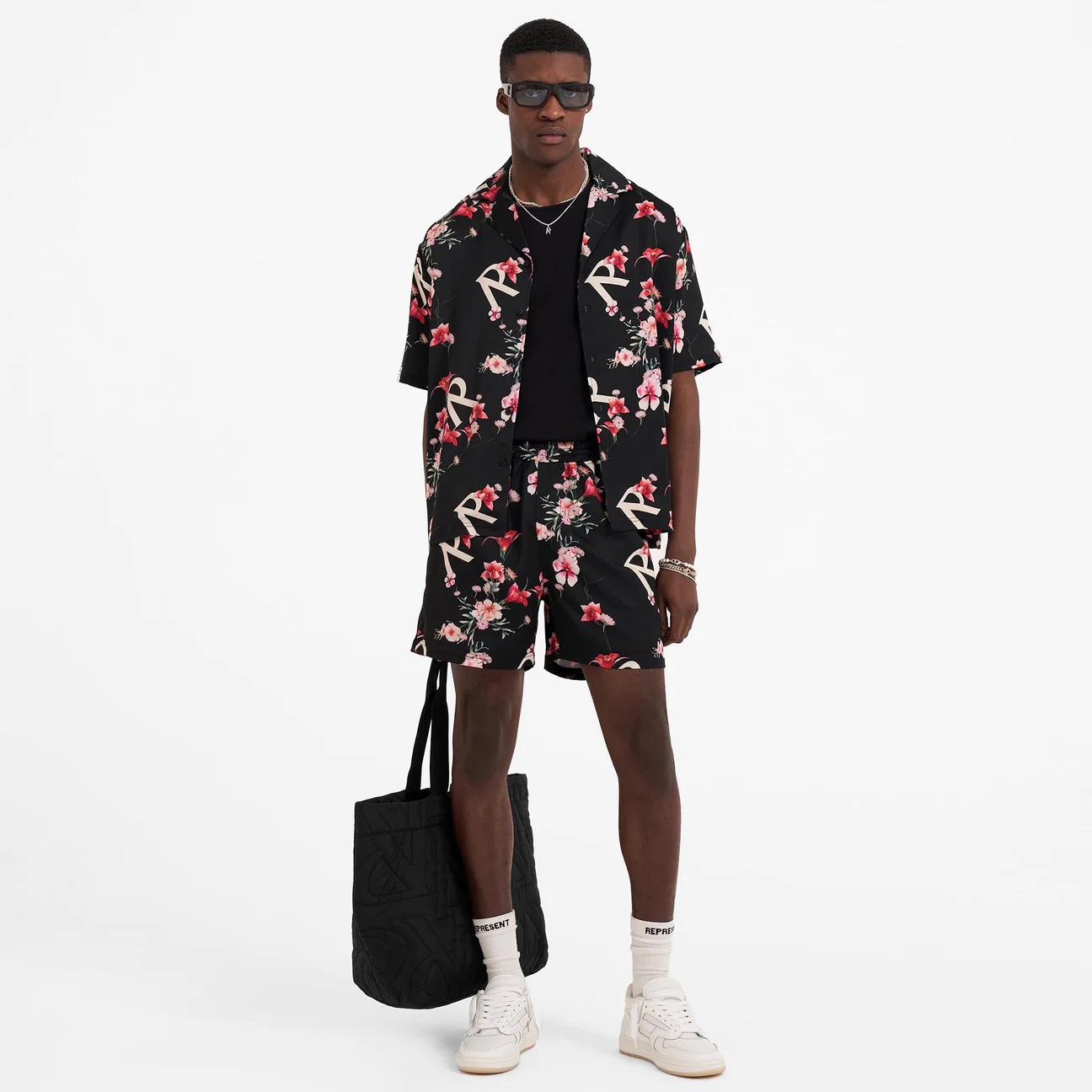 REPRESENT Floral Shorts in Black S