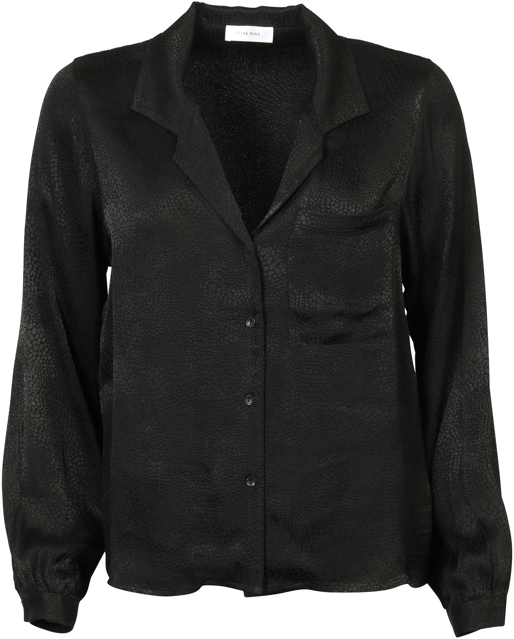 Anine Bing Silk Blouse Lilah Black Snake Print