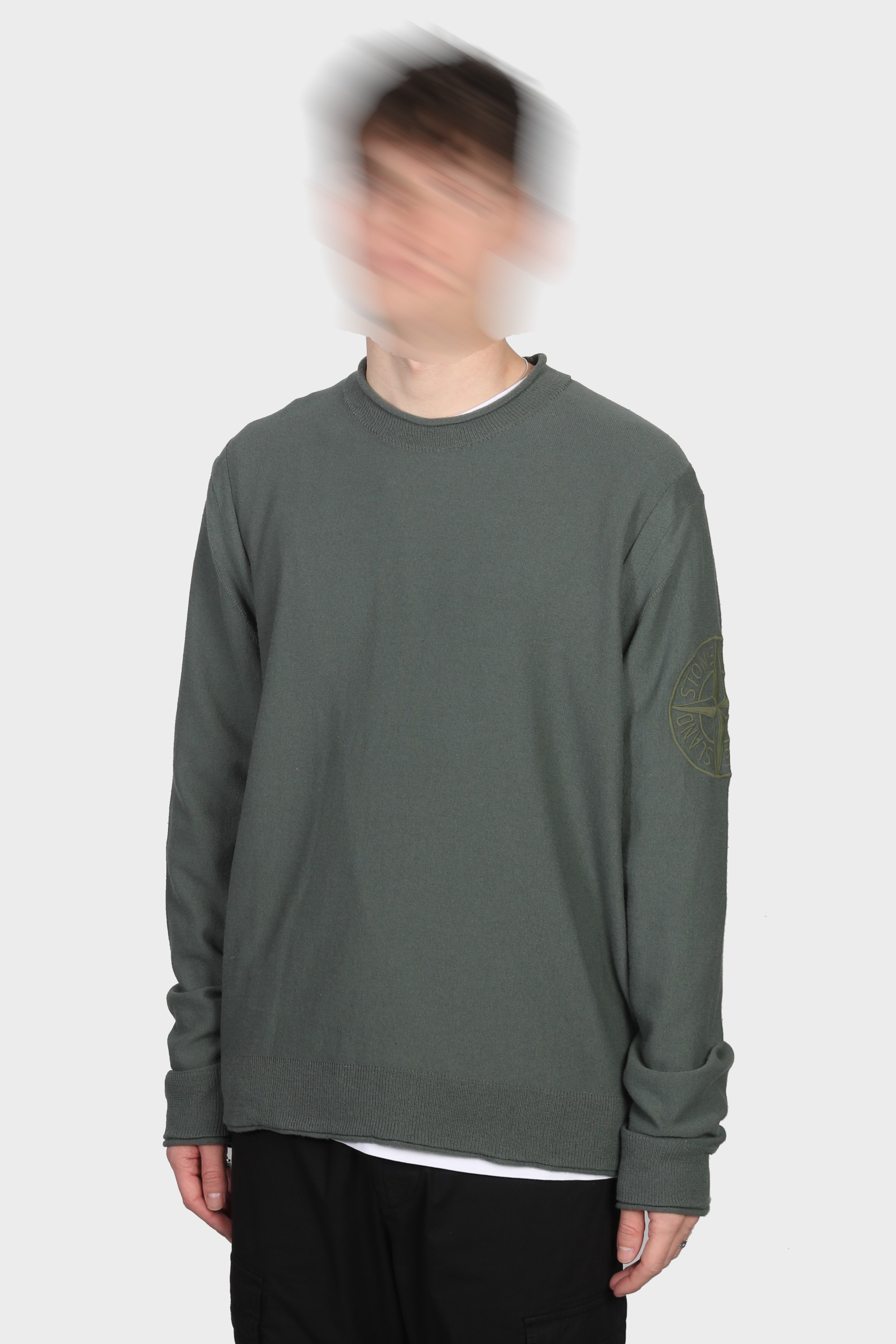 STONE ISLAND Cotton Knit Pullover in Green 3XL