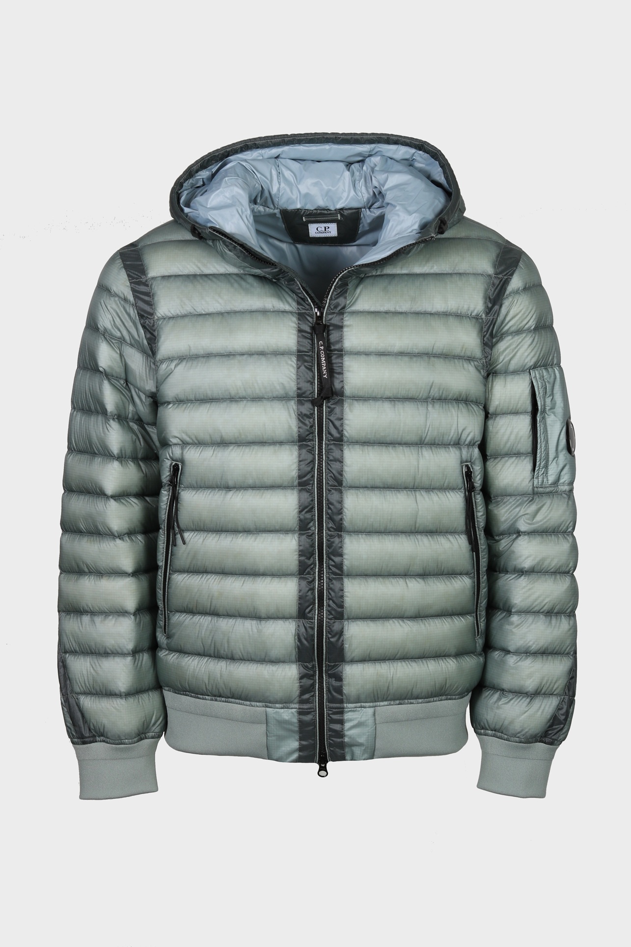 C.P. COMPANY D.D. Shell Hodded Light Down Jacket in Silver Blue