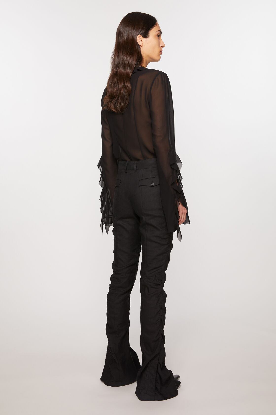 ACNE STUDIOS Linen Flare Pant in Black 40