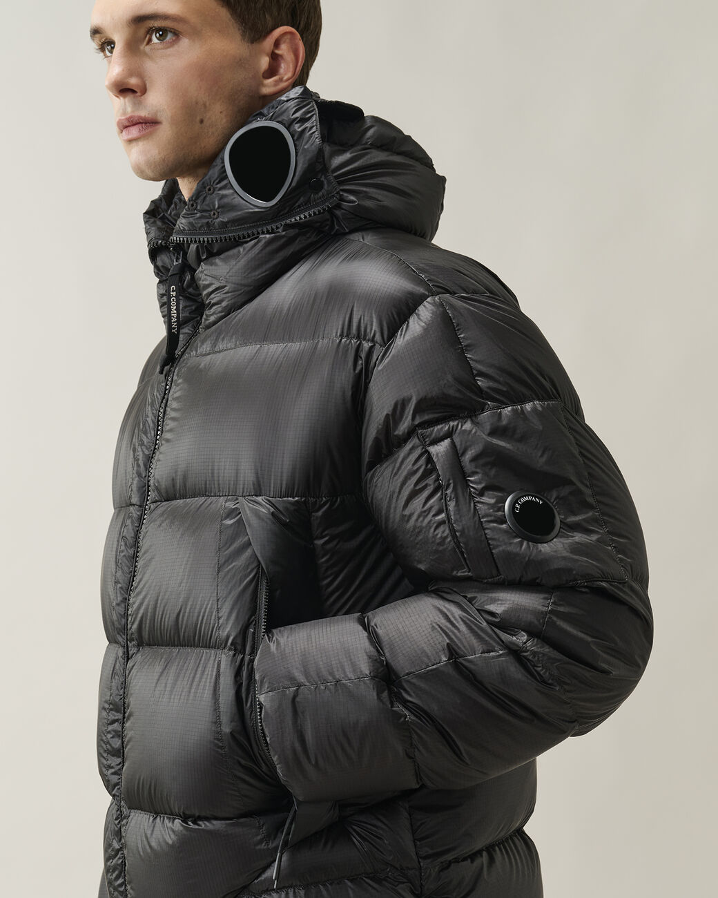 C.P. COMPANY D.D. Shell Goggle Down Jacket in Black