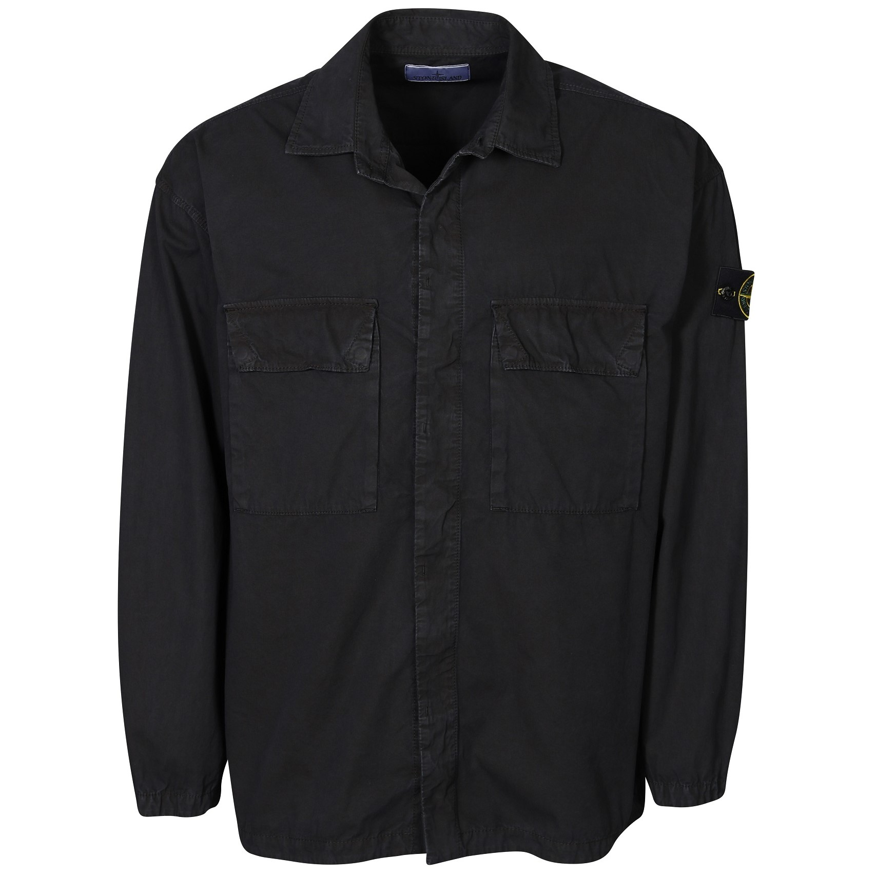 STONE ISLAND Cotton Overshirt in Washed Black L